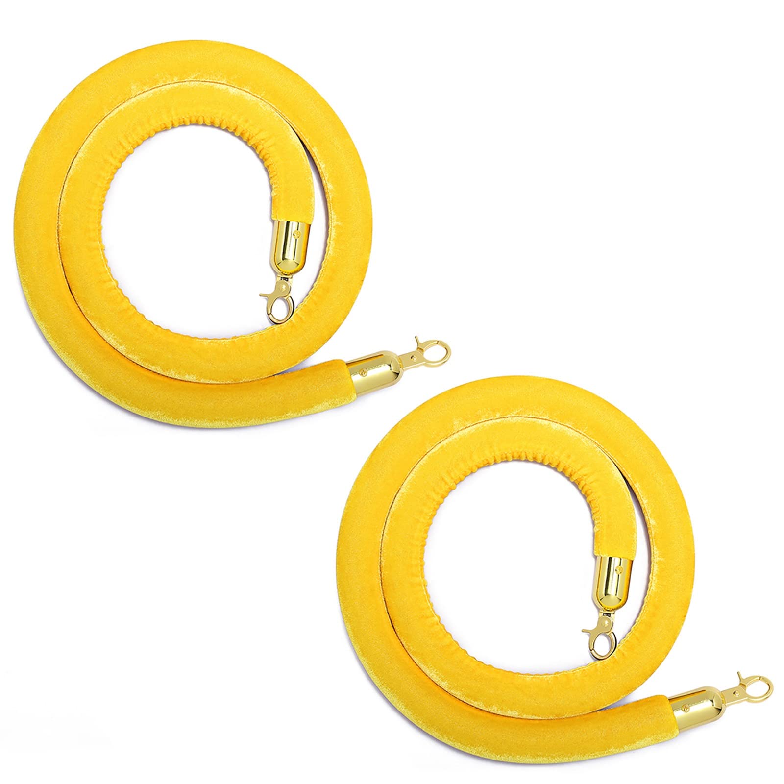 Barrières en Velours Jaune de 4m avec Crochets Dorés pour la Gestion des Foules