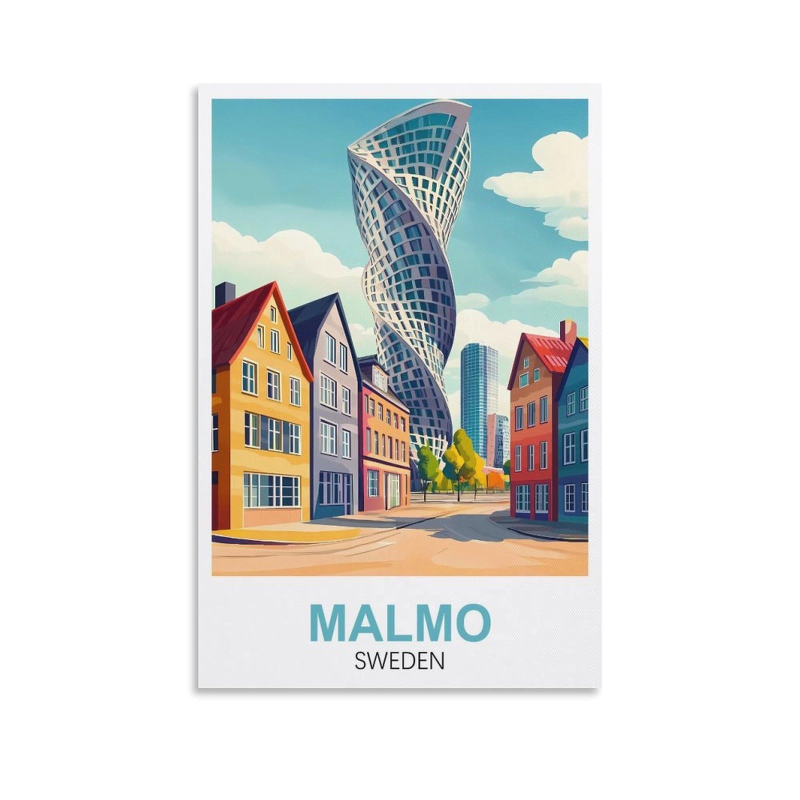 EZMLFA 5D Diamond Painting Kits for Adults,Malmo Sweden,DIY Full Round Drill Diamond Dot Gem Art Kits for Adults,Crafts for Decor 40x50cm