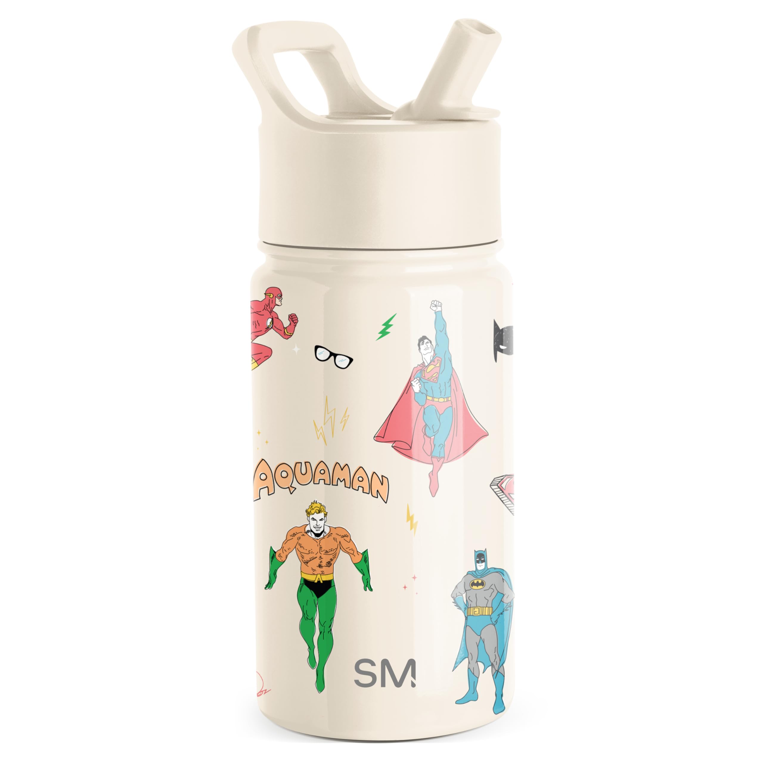 Simple Modern Kids Summit Water Bottle with Straw Lid | DC Comics Superhero 14oz Stainless Steel Cup Insulated Tumbler for Toddlers, Boys, School | Super Hero Boys
