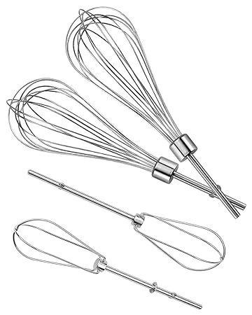 Fetechmate Hand Mixer Stainless Steel Pro Whisk KHMPW (2pcs) & Hand Mixer Turbo Beater W10490648(2pcs) KH