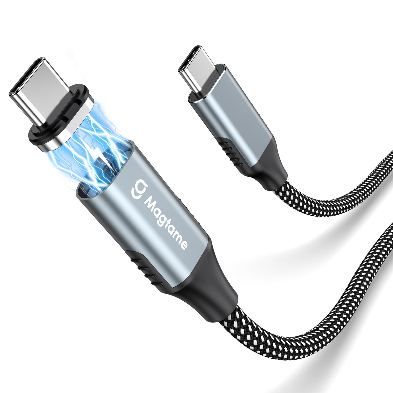Magtame 100W Cavo Magnetico USB C 5ft, Ricarica Veloce e Trasferimento Dati, Intrecciato, Compatibile Con Phone 15 Plus/Pro/Max