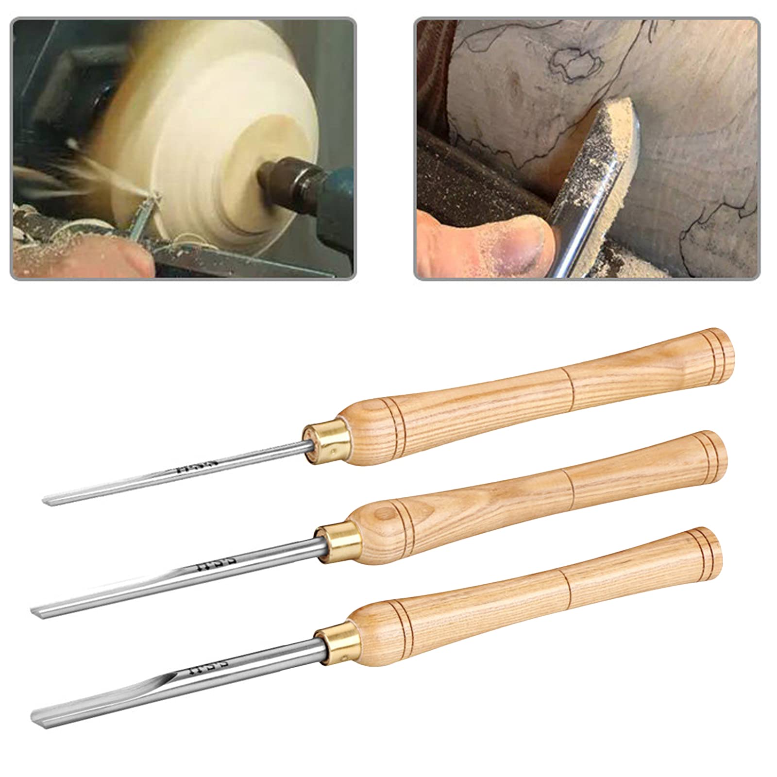 Juego de Herramientas de torneado para carpintería, 3 Piezas, Juego de cinceles para Torno de Madera, Herramientas de torneado para Principiantes y Profesionales (tamaño: 3 Juegos) (3 Juegos)