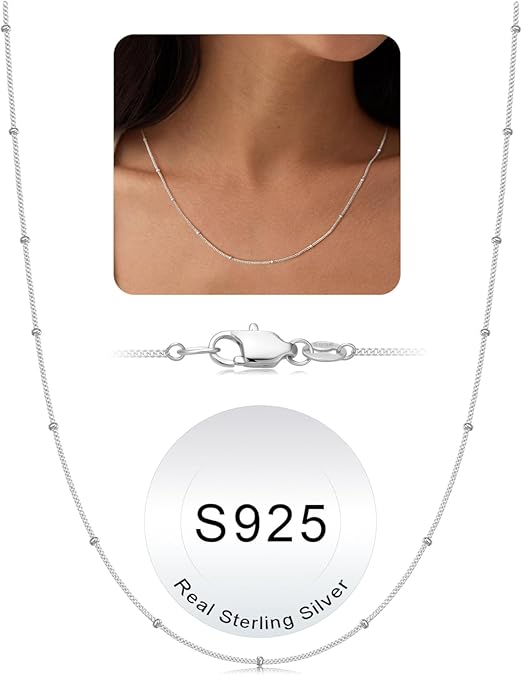 IEFWELL S925 Sterling Silver Chain Necklace for Women