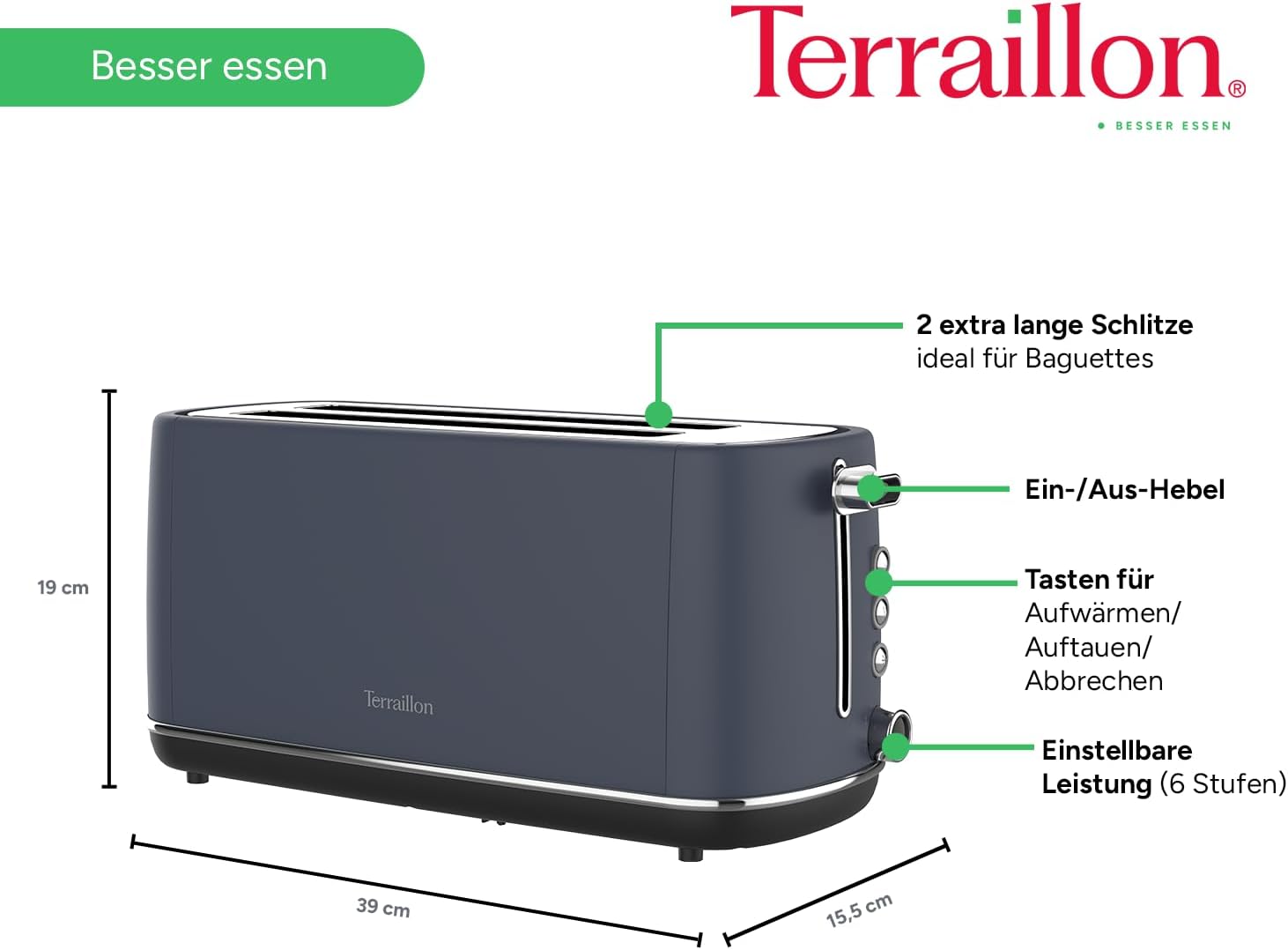 TERRAILLON New Moon Long Toaster felülnézet