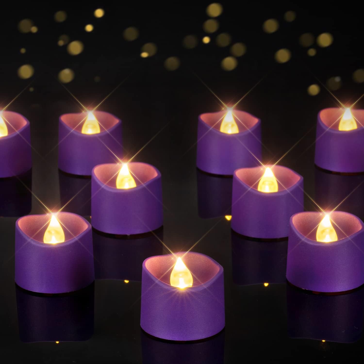 Homemory 12 Pack Purple Colour Battery Tea Lights Flameless Candles Flicker