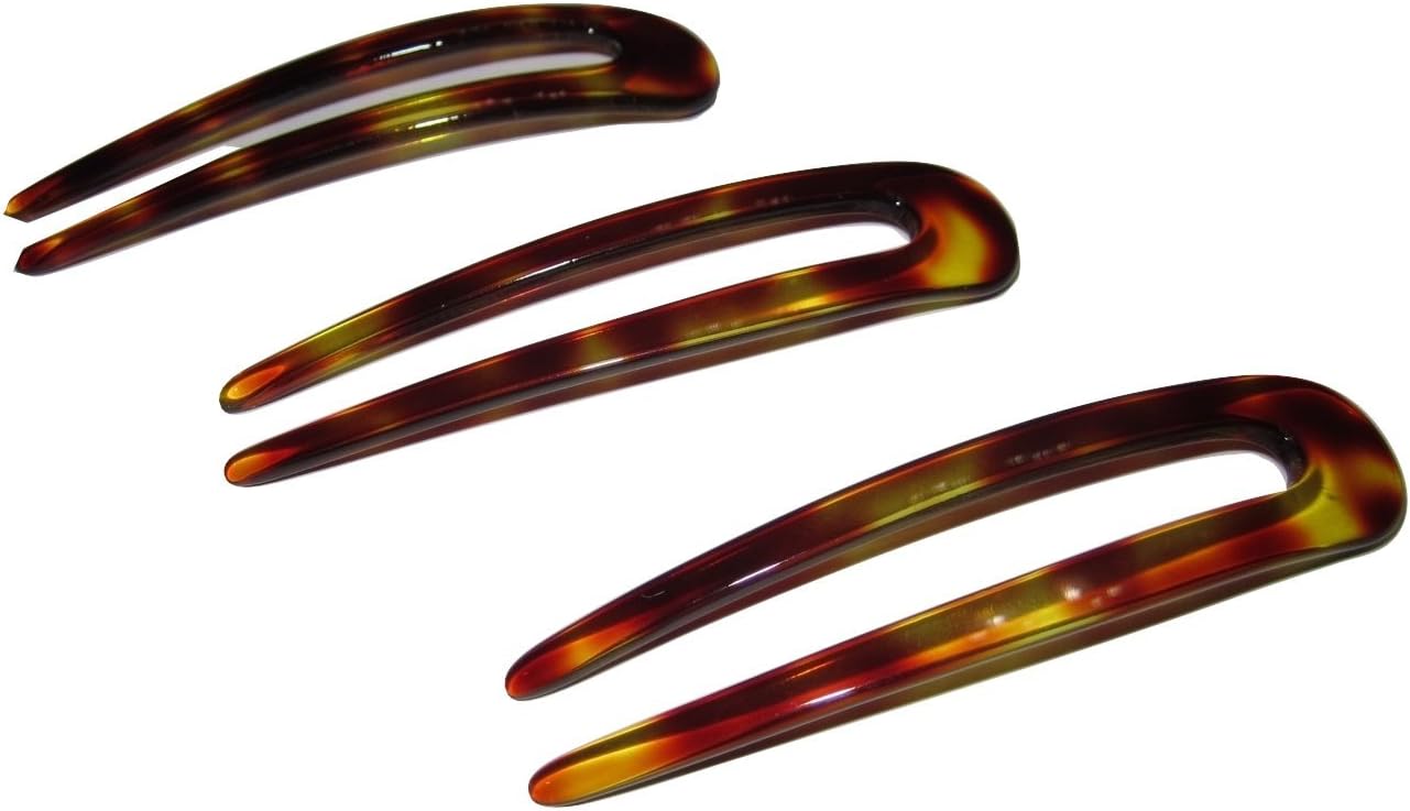 Tortoiseshell-like Ornamental Hairpin (Pack of 3) Hair Sticks