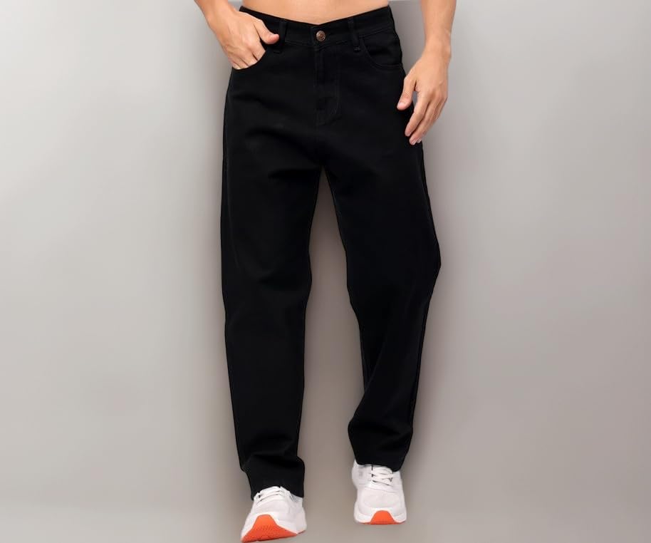 London Hills Men Jeans || Baggy Fit Jean's for Man || Loose Fit High Rise Denim || Stretchable Casual Wear Jean,s || Dance Rap Rapping Style Pant for Men || Denim Cotton Jeans (0)
