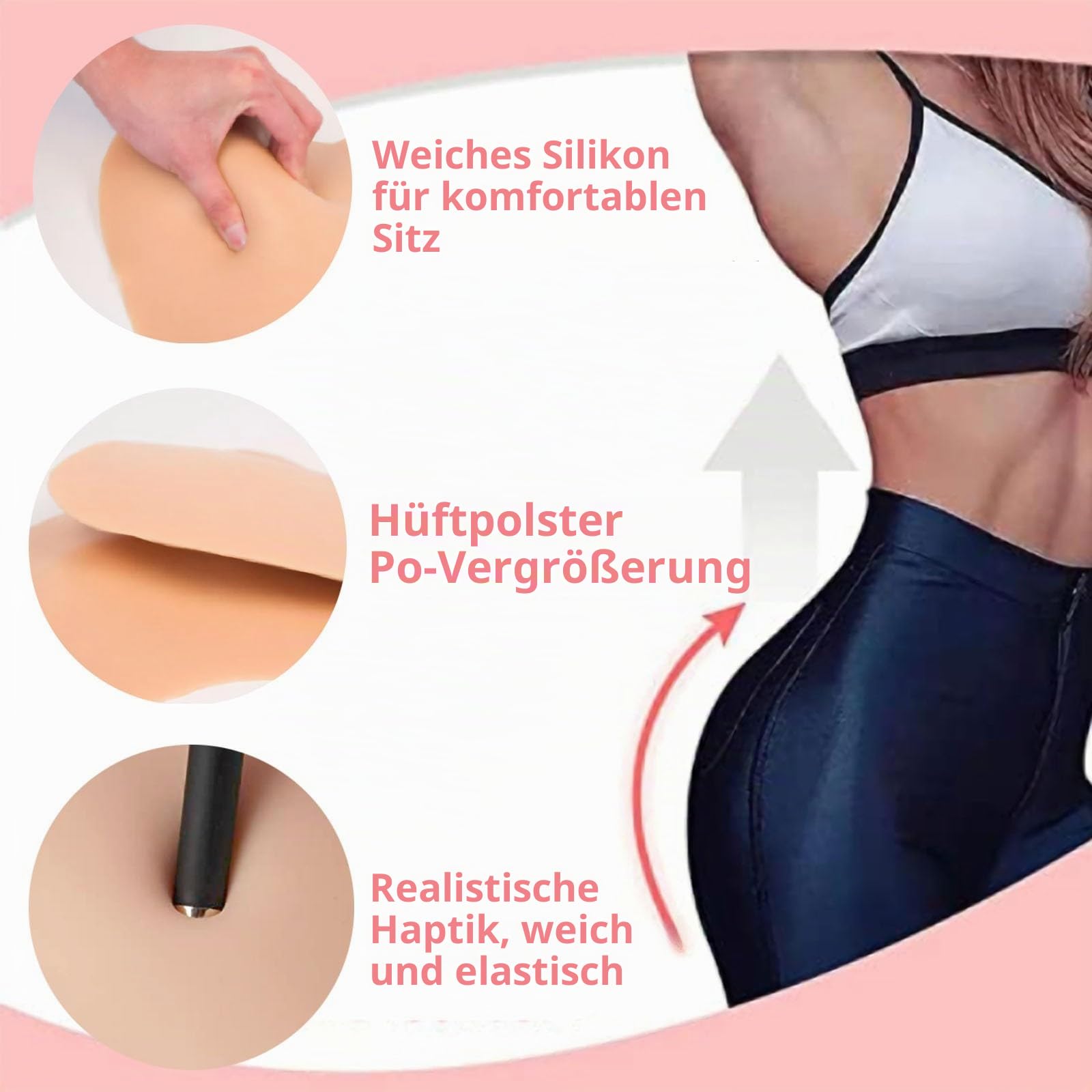 2PCS Hüfte Push Up Hüftpolster Hip Enhancer Butt Lifter Silikon Hüftverstärker Pads Sexy Atmungsaktiv Gesäß Hintern Heber Hüfte Enhancer Buttock Gepolstert zum Crossdresser Männer Frauen
