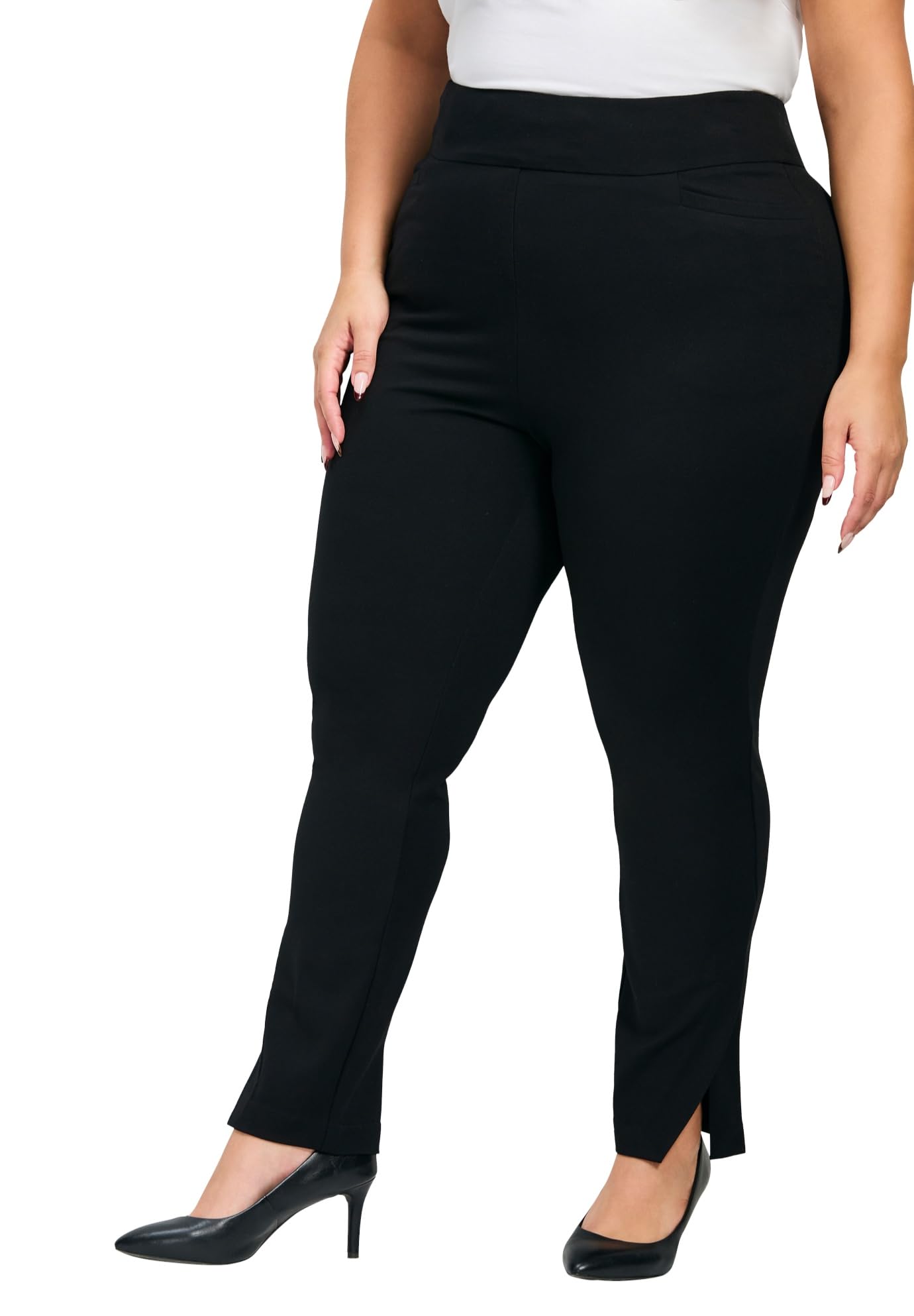 Avenue Womens Plus Size Eva Split Detail Ponte Pant
