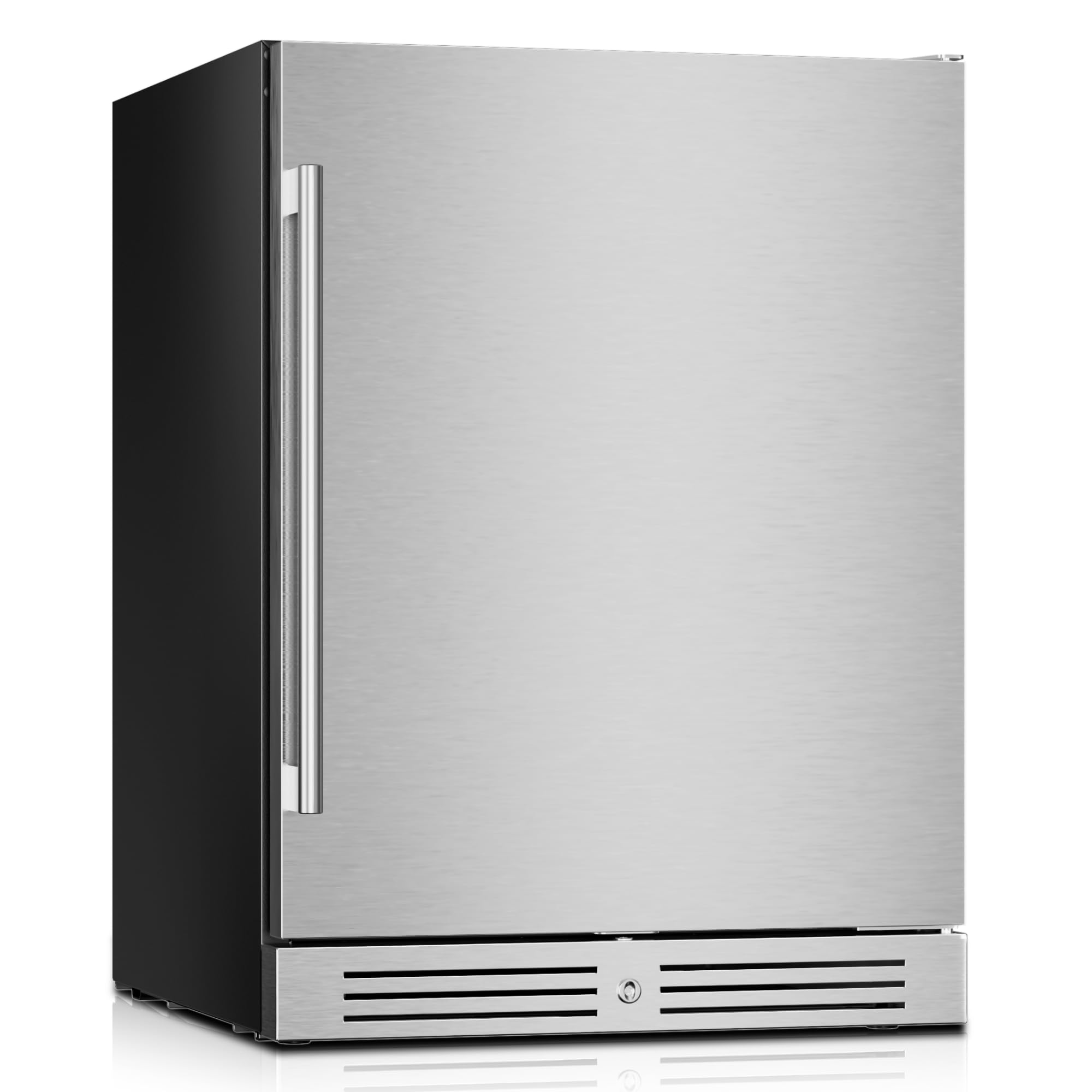 Yeego 24 Inch Beverage Refrigerator, 160-Can Beverage Cooler with Lock & Auto Defrost, Stainless Steel Indoor & Covered Outdoor Beverage Fridge, Freestanding or Under Counter for Beer, Soda & Wine | Fridge.com