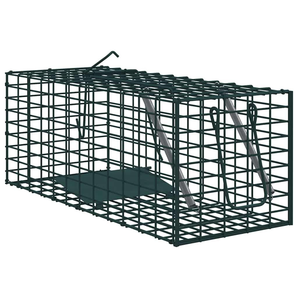 Tierfalle Grün aus Stahl 31 x 13 x 12 cm für Innen und Außenbereich wetterfest korrosionsbeständig langlebig ideal für Jagd Schießen Sport Outdoor Aktivität Zubehör Schutz