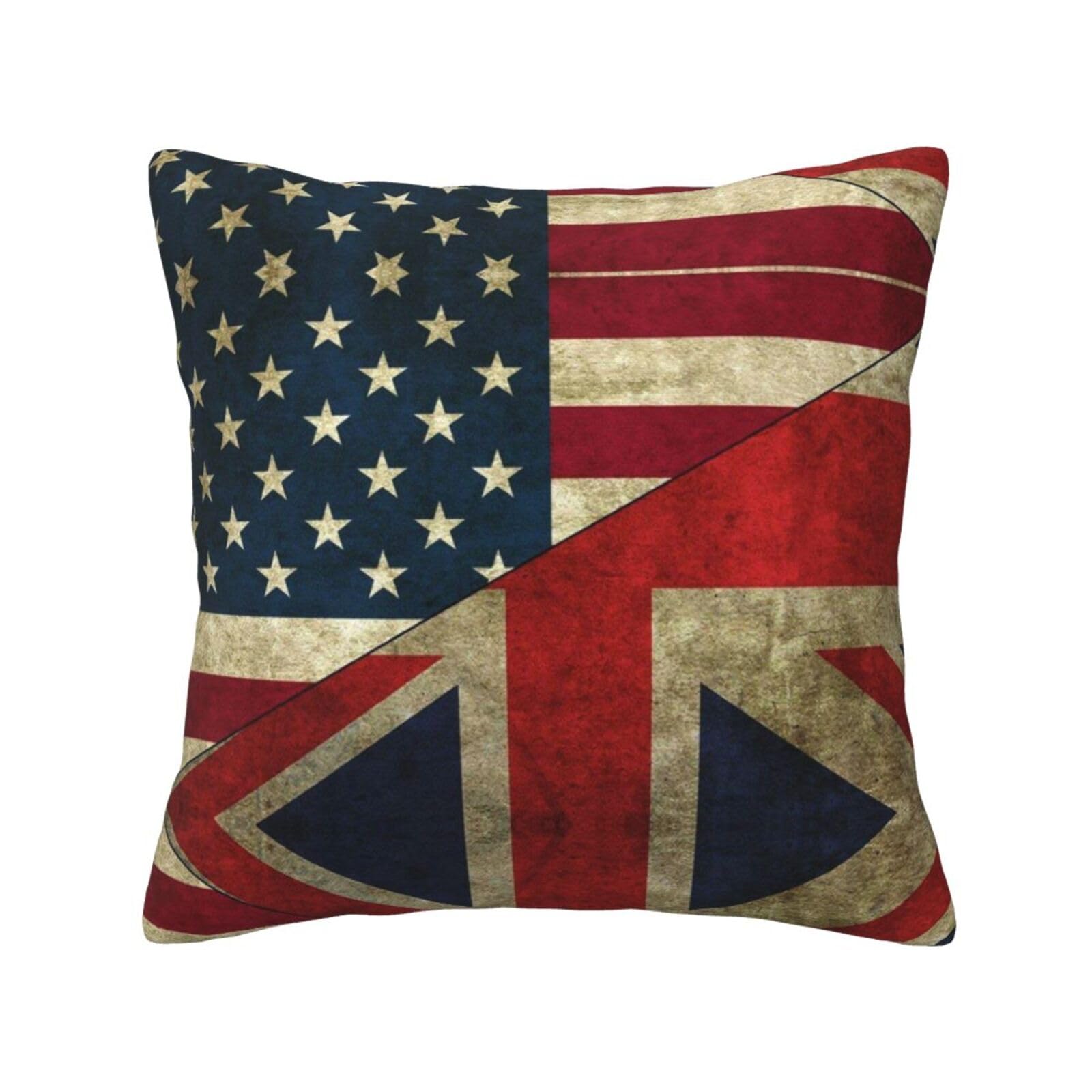 Esasam Black Usa Uk Flag Print Stylish Throw Pillow - Double-Sided Printed Design, 100% Polyester Material