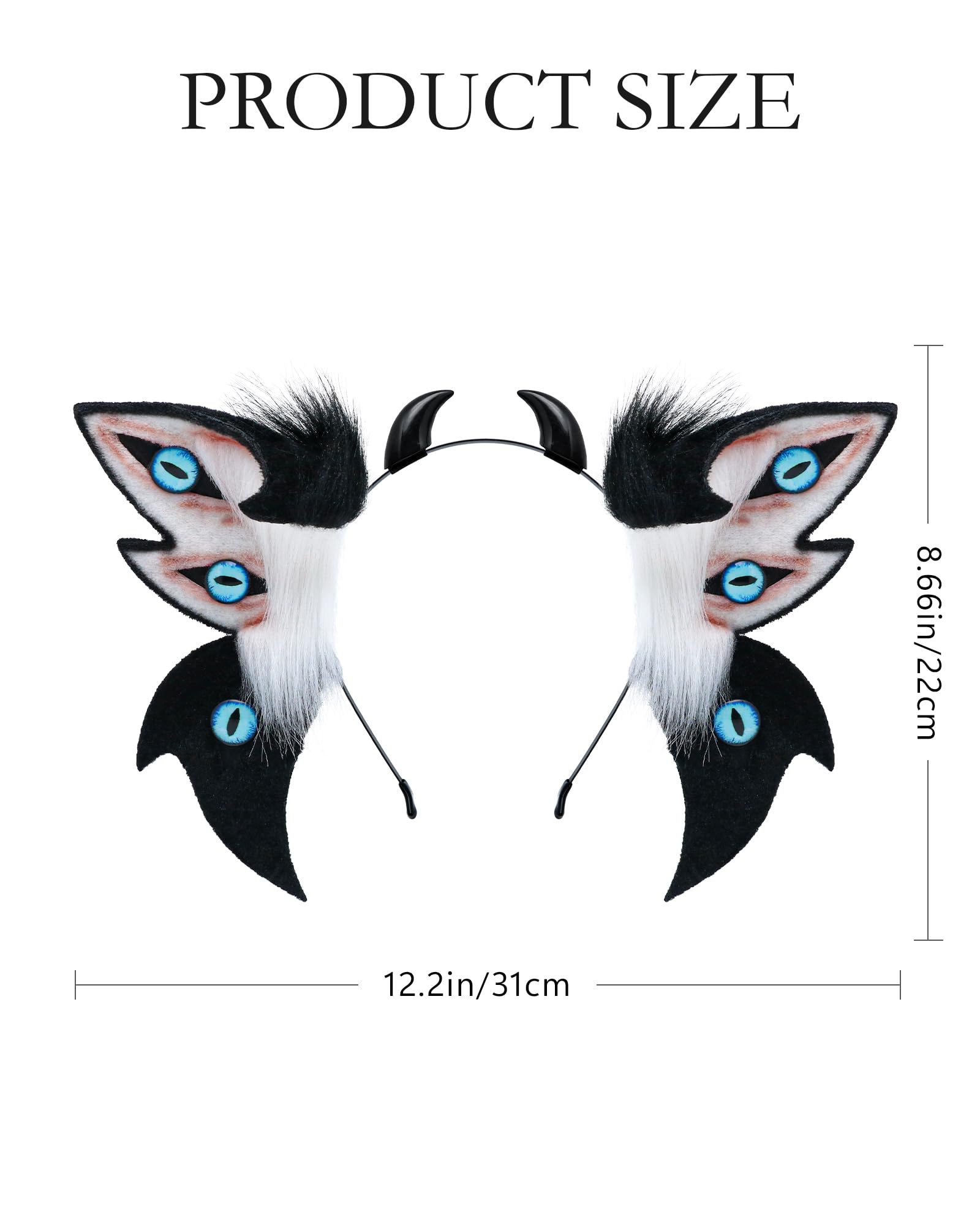 ZFKJERS Realistic Furry Animal Ears Headband Fantasy Creature Ears Cosplay Accessory for Halloween (Cthulhu Black) - Image 3