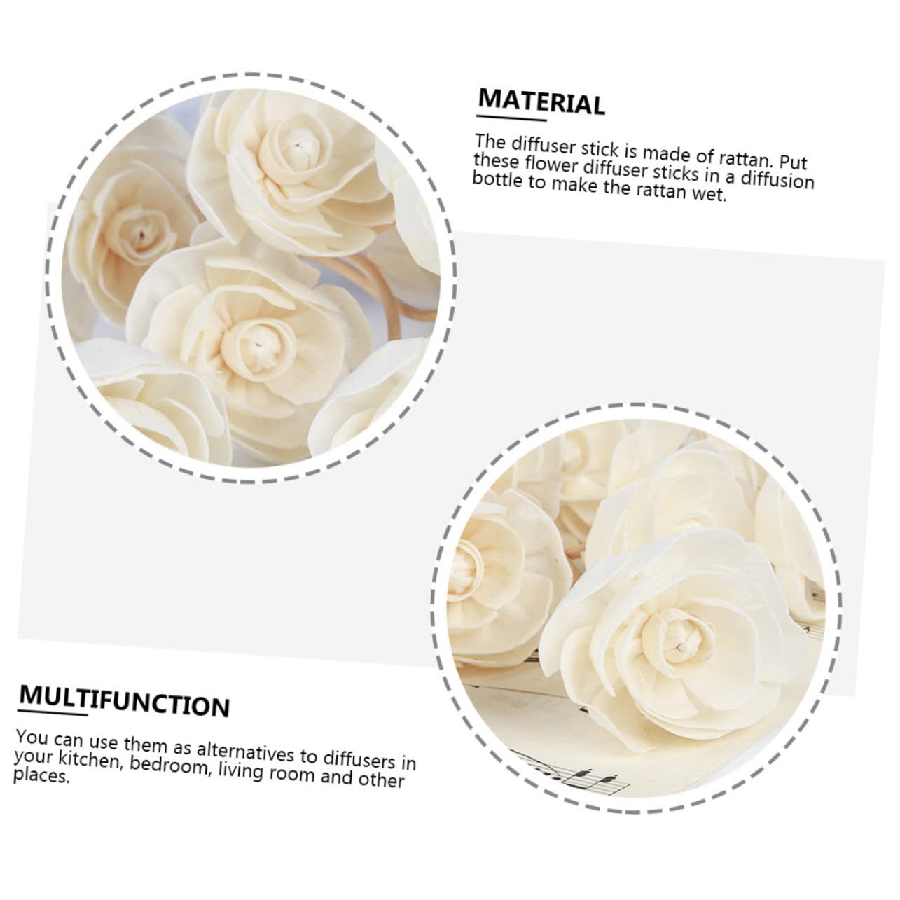 YARNOW Diffuseur de Parfum 6 Bâtonnets en Rotin de Fleur, Accessoires D'aromathérapie pour Diffuseur D'huile Essentielle, pour Salle de Bain et Hôtel