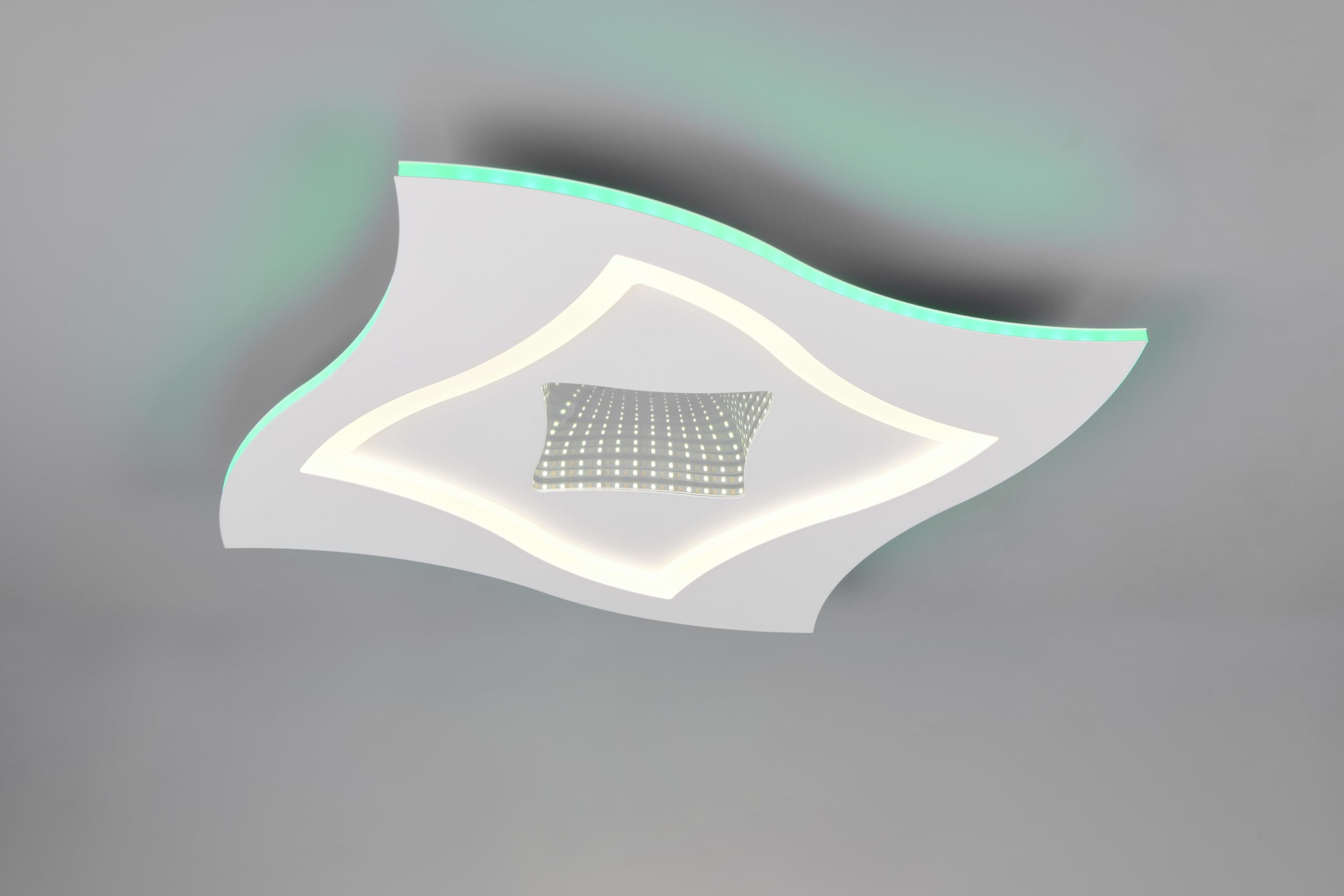 Trio Leuchten LED Deckenleuchte Klint 633610131, Metall Weiß matt, Infinity-Mirror Effekt, 21 Watt LED + RGB Farbwechsel, Fernbedienung, Lichtfarbe und Helligkeit einstellbar, Nachtlicht