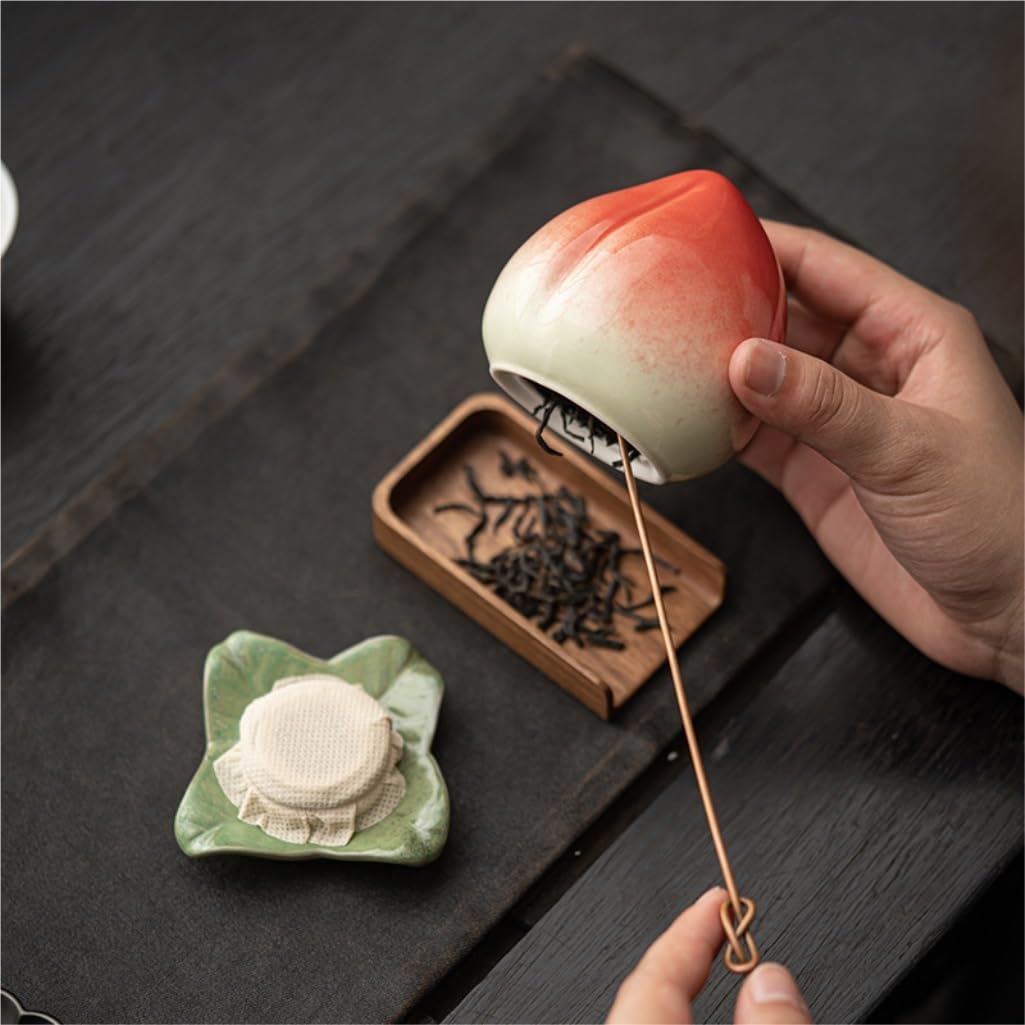 Tarros de Té Tanque de almacenamiento de té de melocotón de cerámica creativo, tanque sellado pequeño, juego de té de Kung Fu, contenedor de té, tanque de almacenamiento de té Recipientes para Guardar