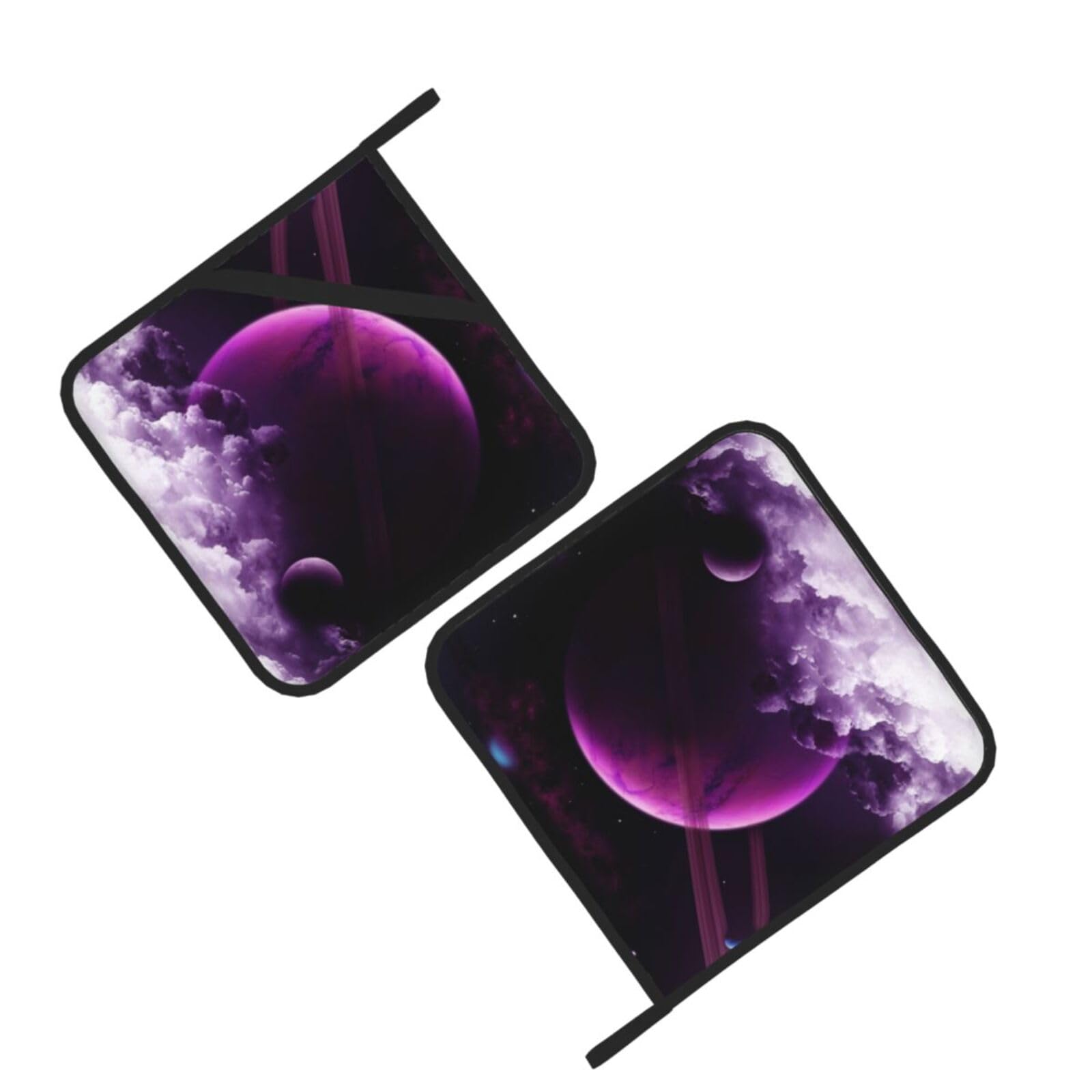 Purple Fantasy Mystic Planet Printed Oven Pot Holders Set of 2 Pcs Heat Resistant Kitchen Microwave Potholders for Cooking Baking Grilling