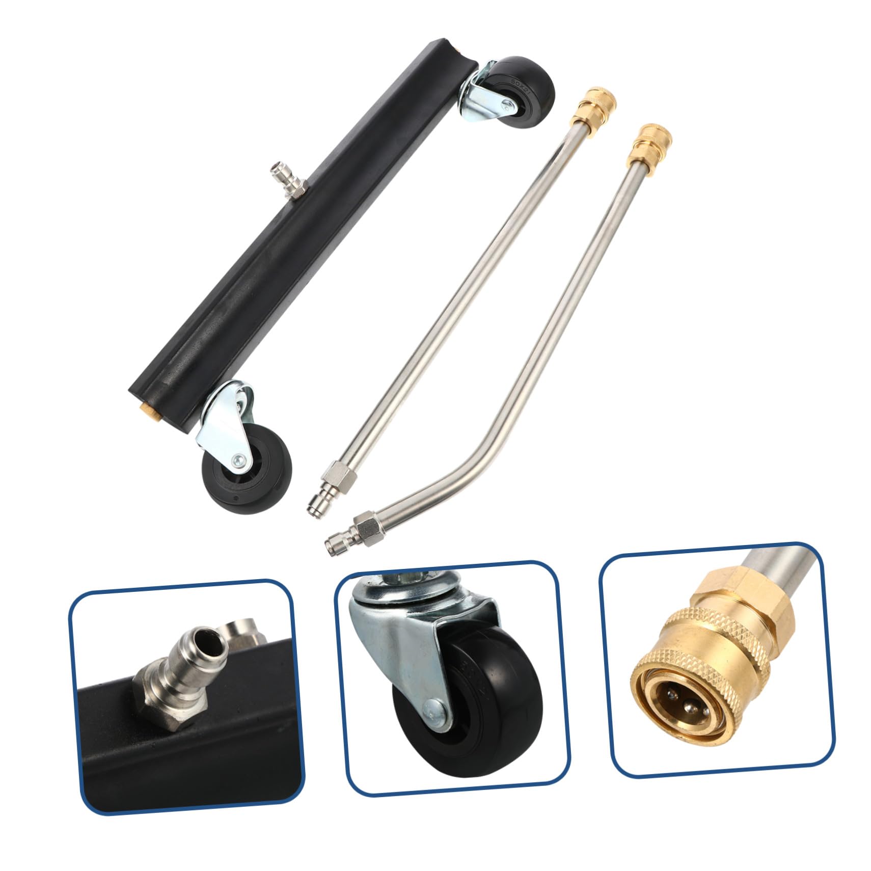 DOITOOL Cepillo Rueda Giratoria y Liberación Rápida para Hidrolavadora de Alta Presión Limpiador de Chasis de Acero Inoxidable y Latón para Limpieza bajo Vehículo y Suelos