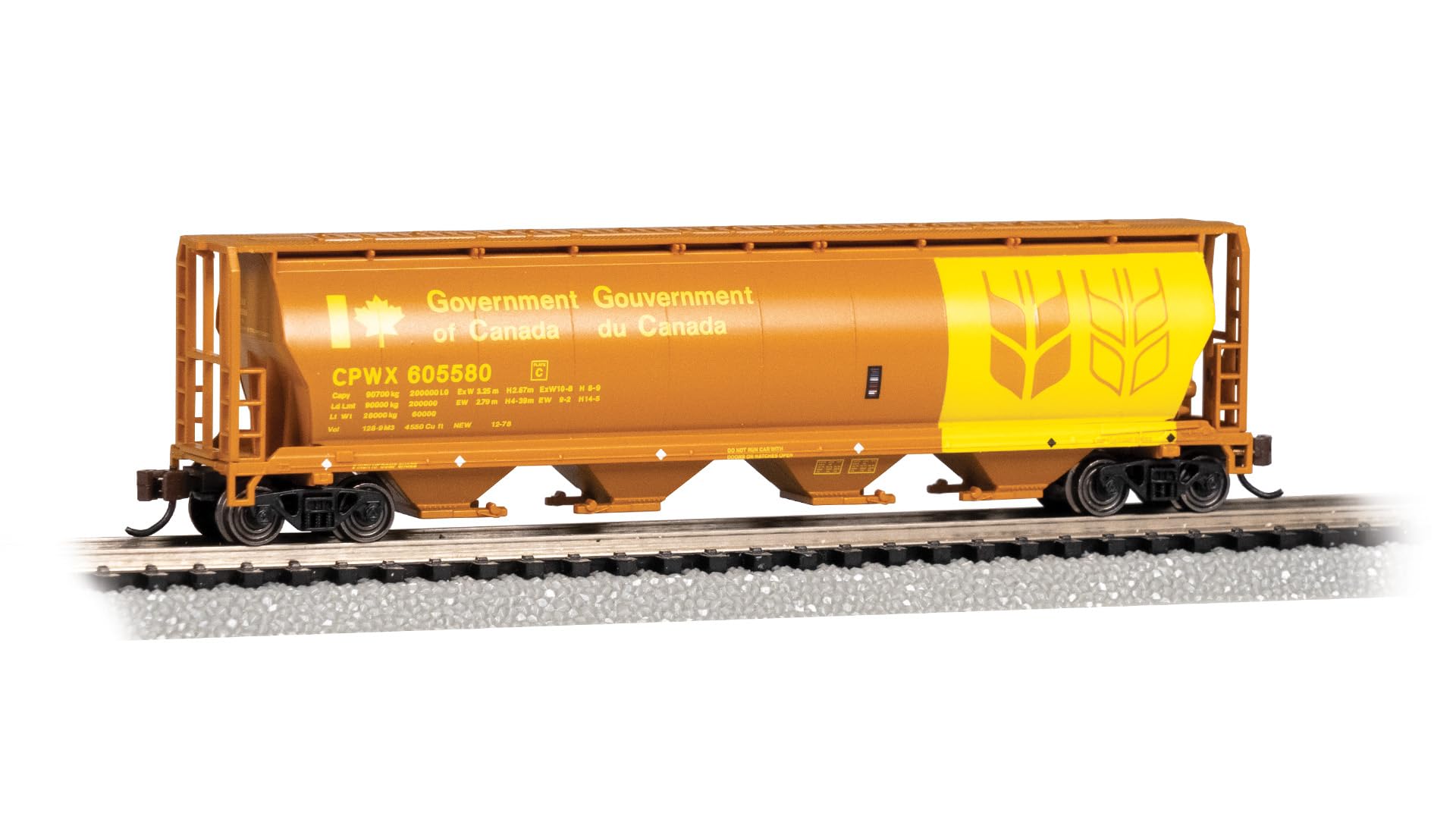 Bachmann Industries Inc. Canadien 4-Bay cylindrique Grain Hopper CP Rail – Echelle N