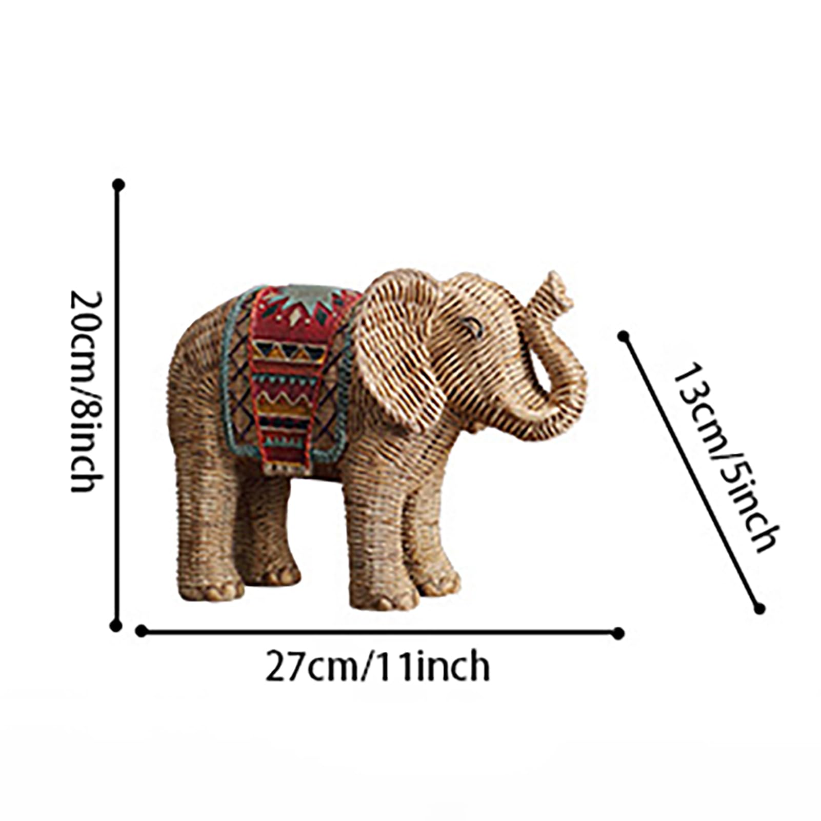 Genérico Estatua De Elefante De Resina, Figuras De Elefante De Imitación De Mimbre Trenzado, Escultura De Animal Hecha A Mano, Detalle Salón,Small
