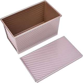 DEDC Moule à Pain Antiadhésif avec Couvercle Coulissant, Moule à Gâteau Grillé en Métal, Trous Ventilés Démoulage Rapide pour la Fabrication de Gâteau et Pain Grillé