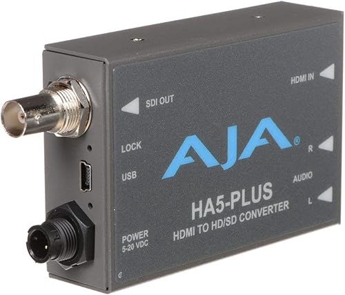 AJA HA5-Plus HDMI a 3G-SDI Mini-Converter, Soporta 8 Ch de HDMI Embedded Audio