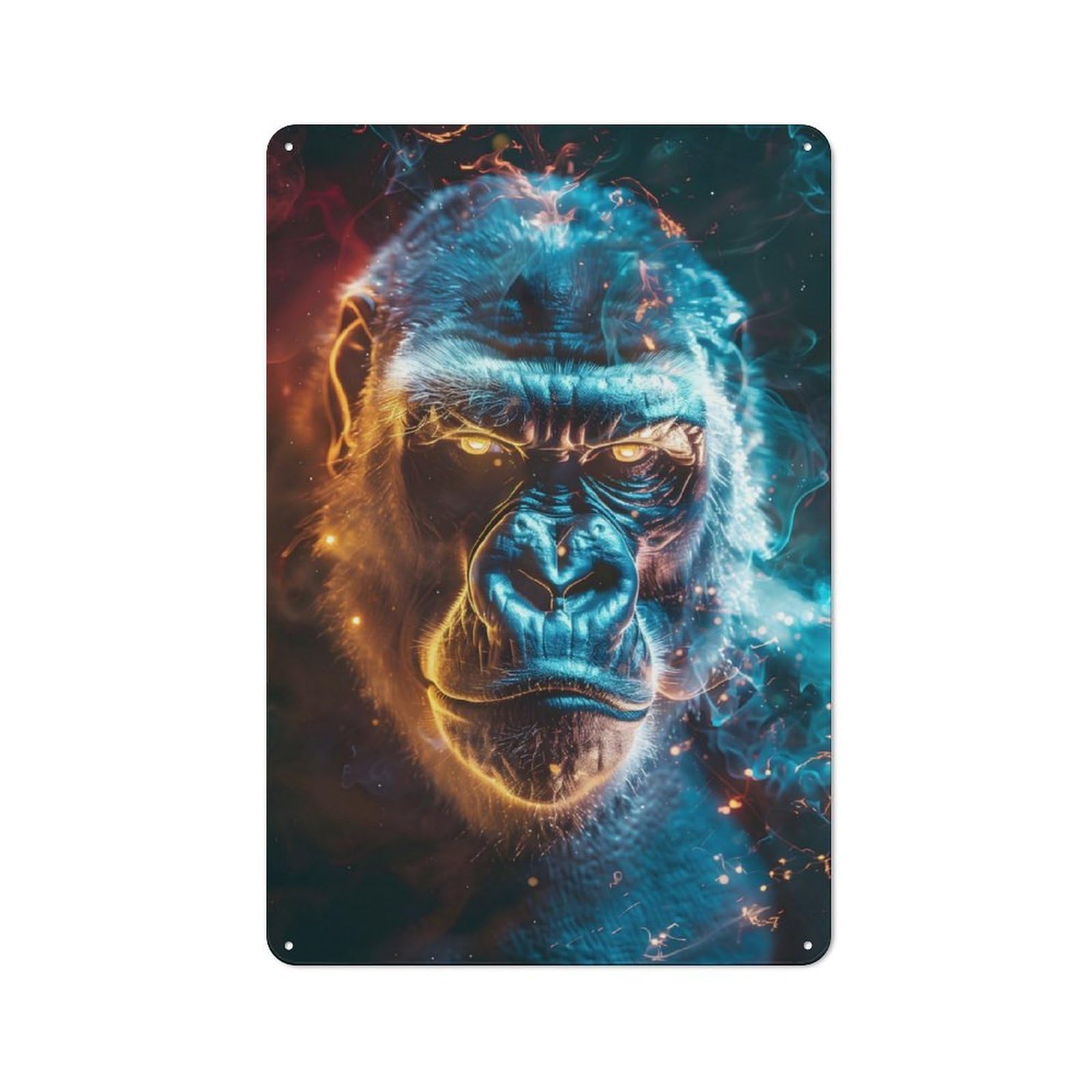 Junmoney Electric Glare Gorilla For Lounge Or Reading Corner, Rustic Tin Sign 30X20cm, For An Autumn Update To Lounge And Reading Corner