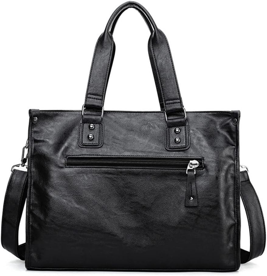 Men's Casual Briefcase Crossbody Retro Business Bag Large Capacity Handbags Black