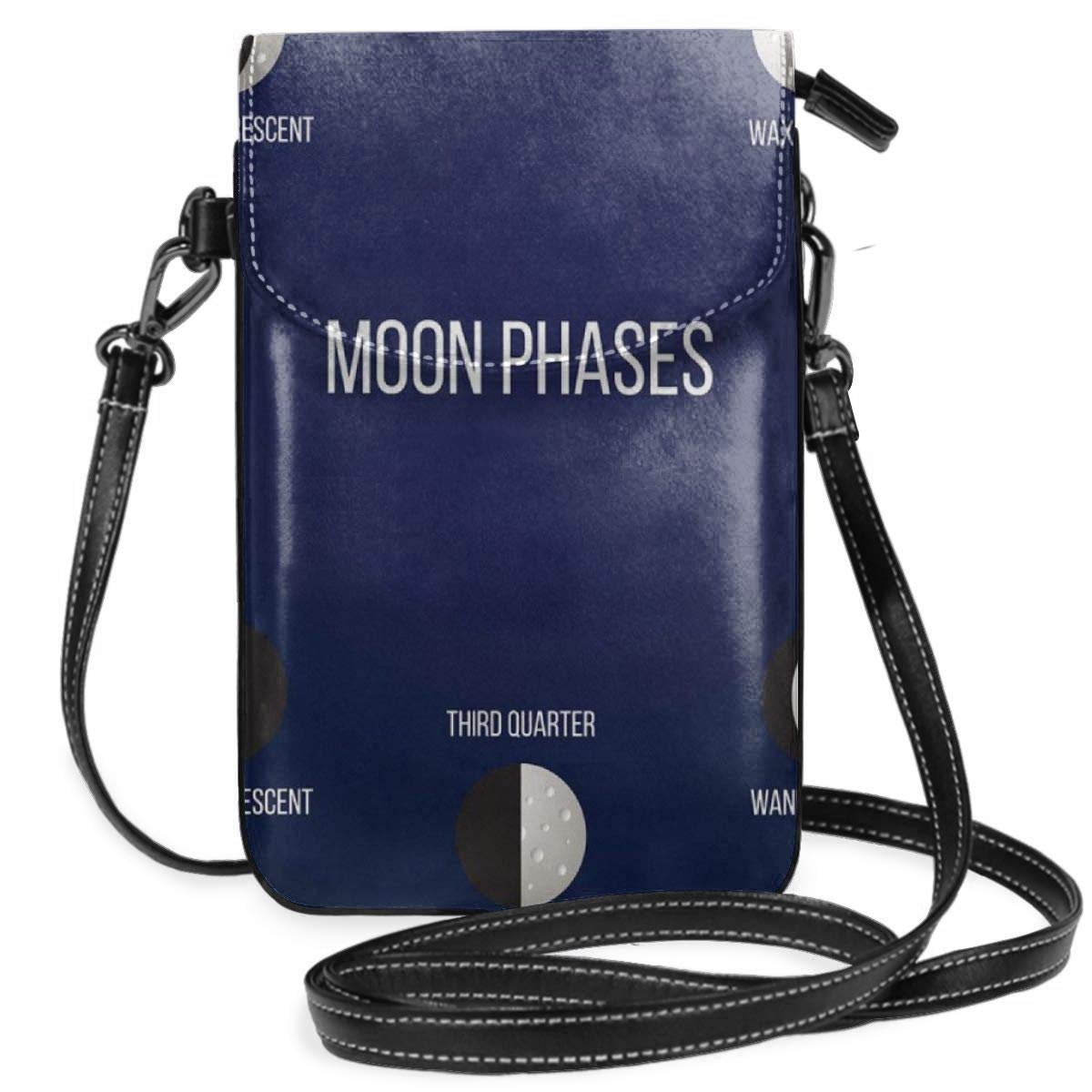 Women Small Cell Phone Purse Crossbody,Repeating Mystical Sky Elements Sun And Stars Illustration