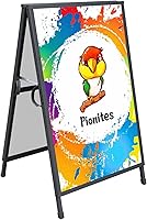 Pionites Heavy Duty Folding A-Frame Sidewalk Sign 24x36 Inch Double-Sided Steel Sandwich Board - Weatherproof Portable Display