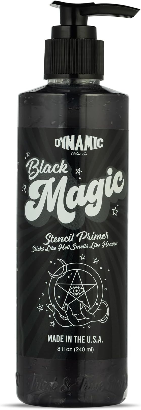 Dynamic Color Co - Black Magic Stencil Primer, Tattoo Stencil Gel for Long Lasting Transfers, Long Lasting Stencil Product, 8 oz Bottle, Made in USA, Never Tested on Animals