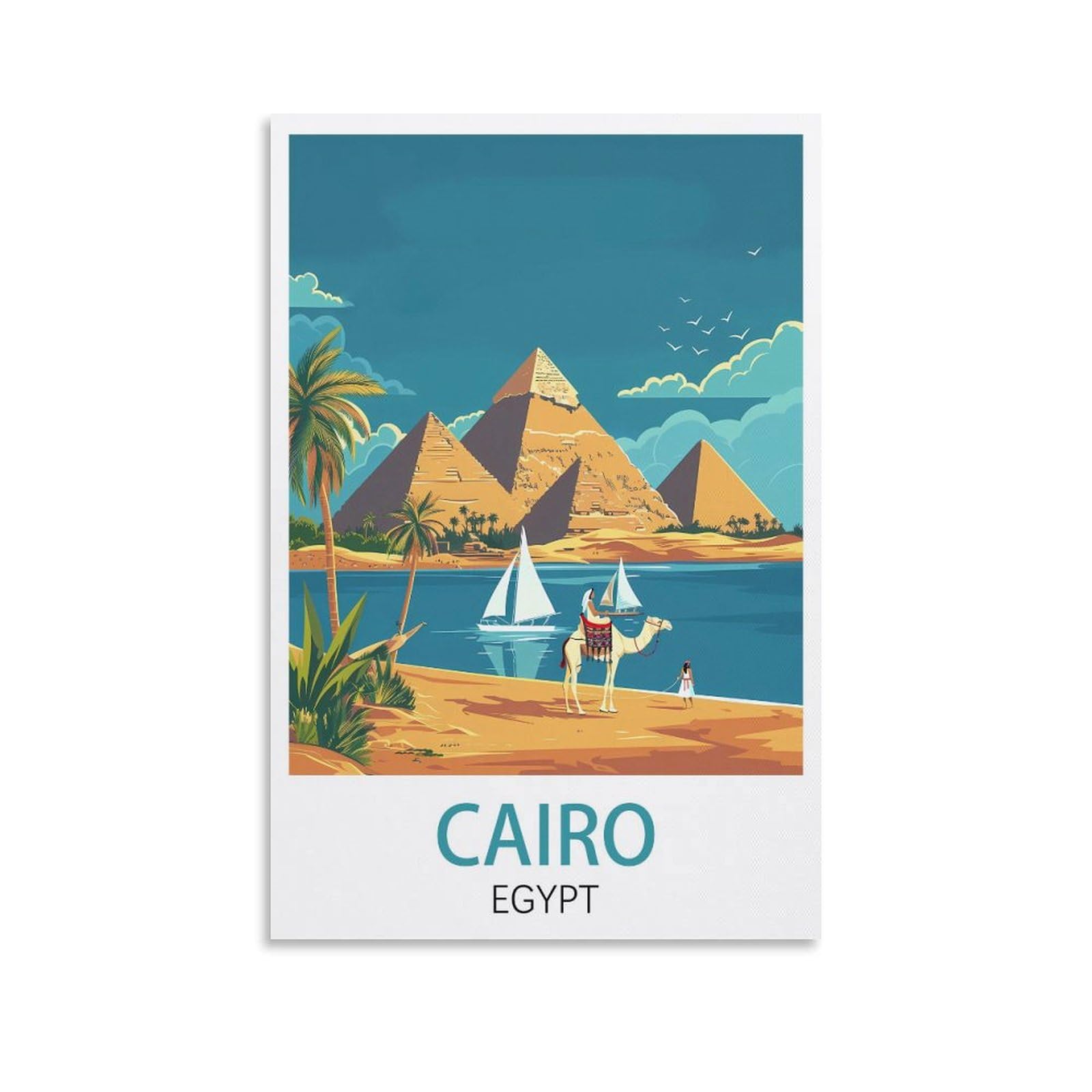 Losnabo Unframe-Style Cairo Egypt Vintage Travel Poster 08X12inch(20X30cm) Canvas Wall Poster And Art Picture Print Modern Home Bedroom Decor