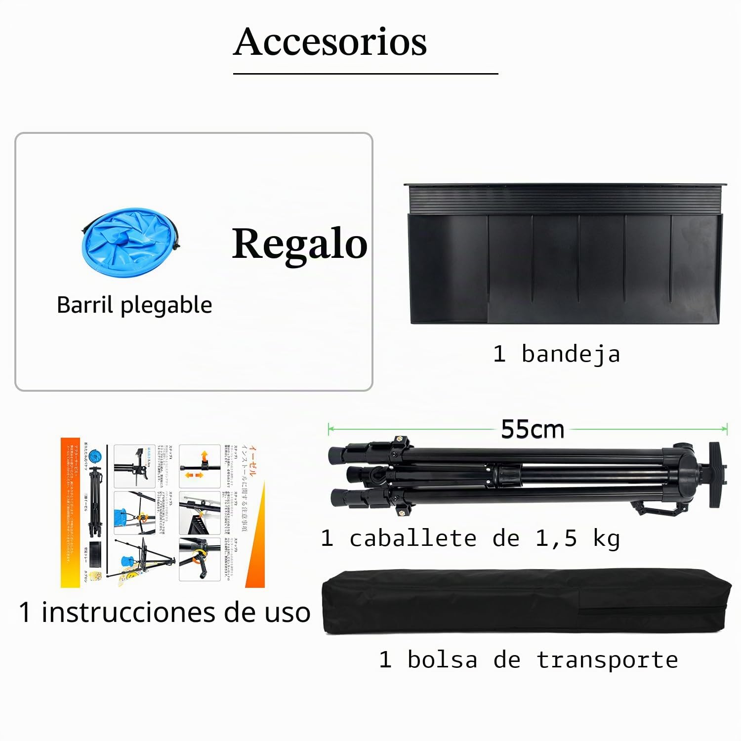 Caballete Grande 50-152cm Caballete de aluminio para estudio con lienzo soporte de pintura portátil con bolsa trípode para pintura y publicidad, Negro