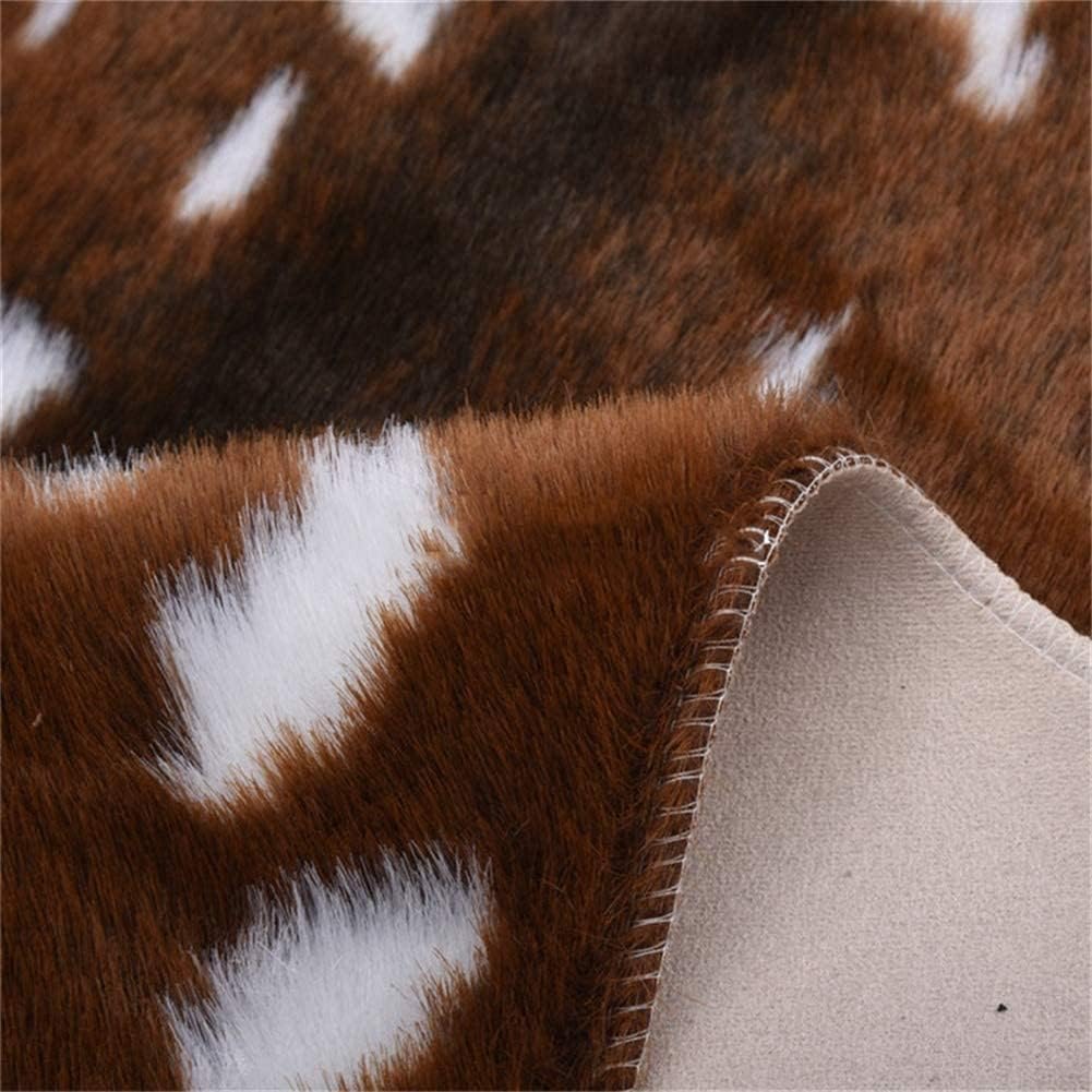 Huichenxing2021FURSTORE Faux Fur Deer Hide Rug, Animal Deer Antelope Print Skin Cowhide Area Rug Animals Mat Non-Slip Rug for Home Living Room Bedroom Western Décor 35.4x41.3inch