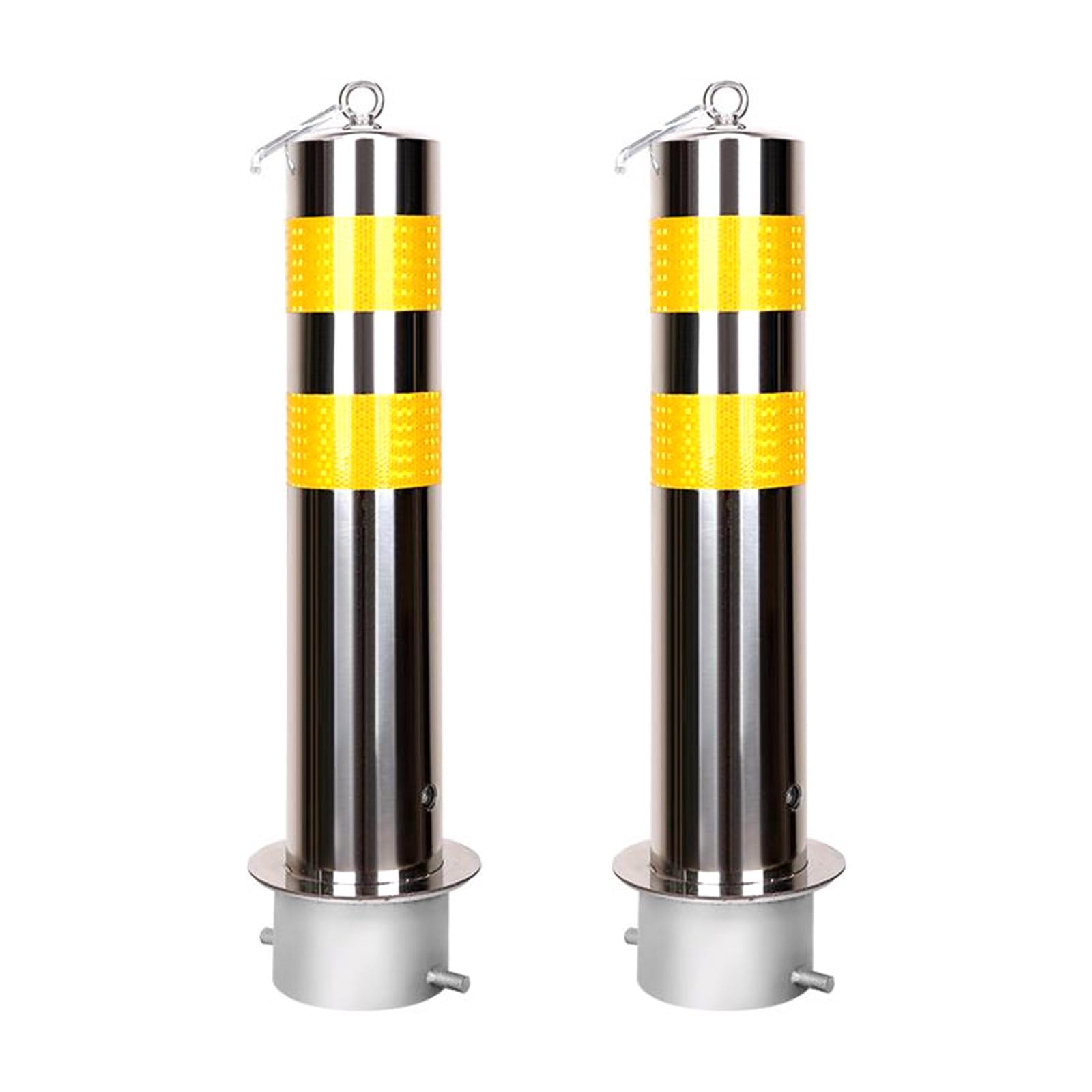 Aioneer Heavy-Duty Steel Parking Post 4.5" - 2-Pack Reflective Driveway Barrier, Durable Traffic Control Bollard, Safety Pole For Effective Parking Management