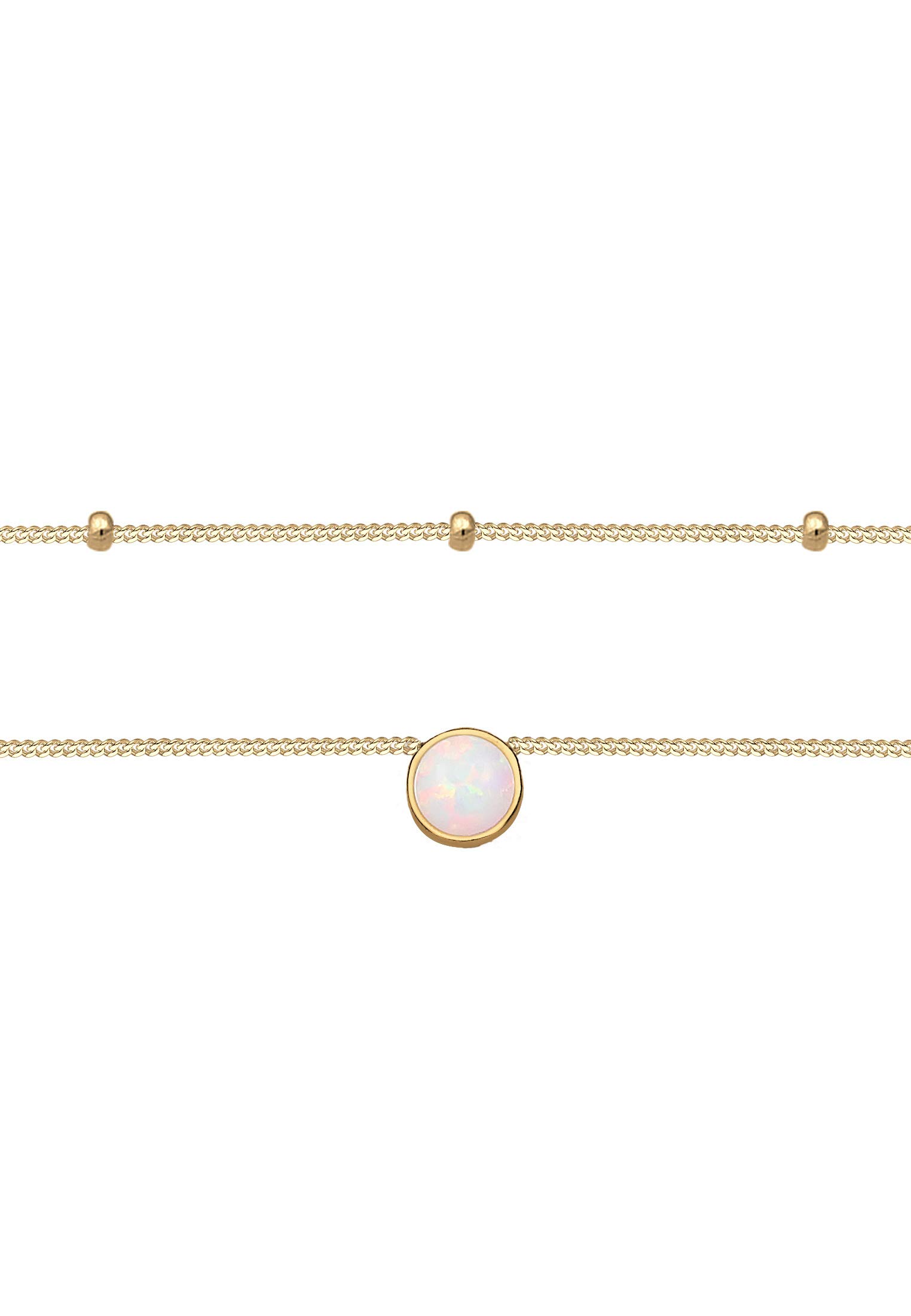 Elli Halskette Damen Choker Kugel Layer Trend mit Synthetischem Opal
