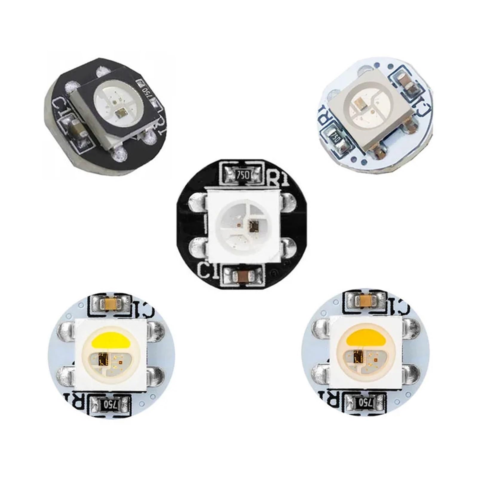 100~1000pcs WS2812B LED Chip with Heatsink Board Black/White PCB DC5V WS2811 IC 5050 SMD RGB LED SK6812 RGBW RGBNW RGBWW(Nero,1000pcs)