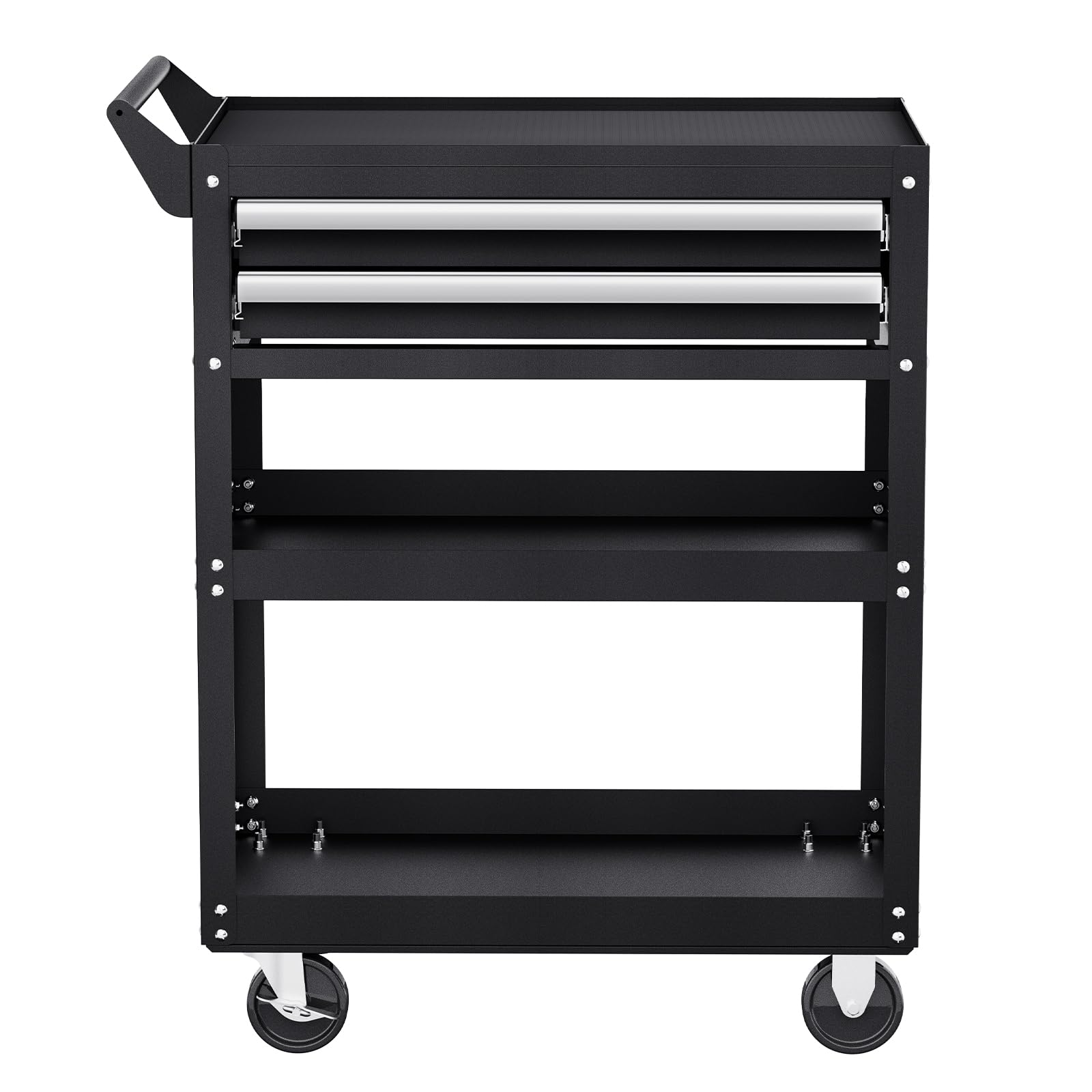 VEVOR Carrello Portautensili a 5 Ripiani con Ruote, Carico 181,4 kg Carrello da Lavoro con 2 Cassetti e Pannello Forato, Organizzatore per Utensili Meccanici con Sistema di Bloccaggio per Garage, Nero