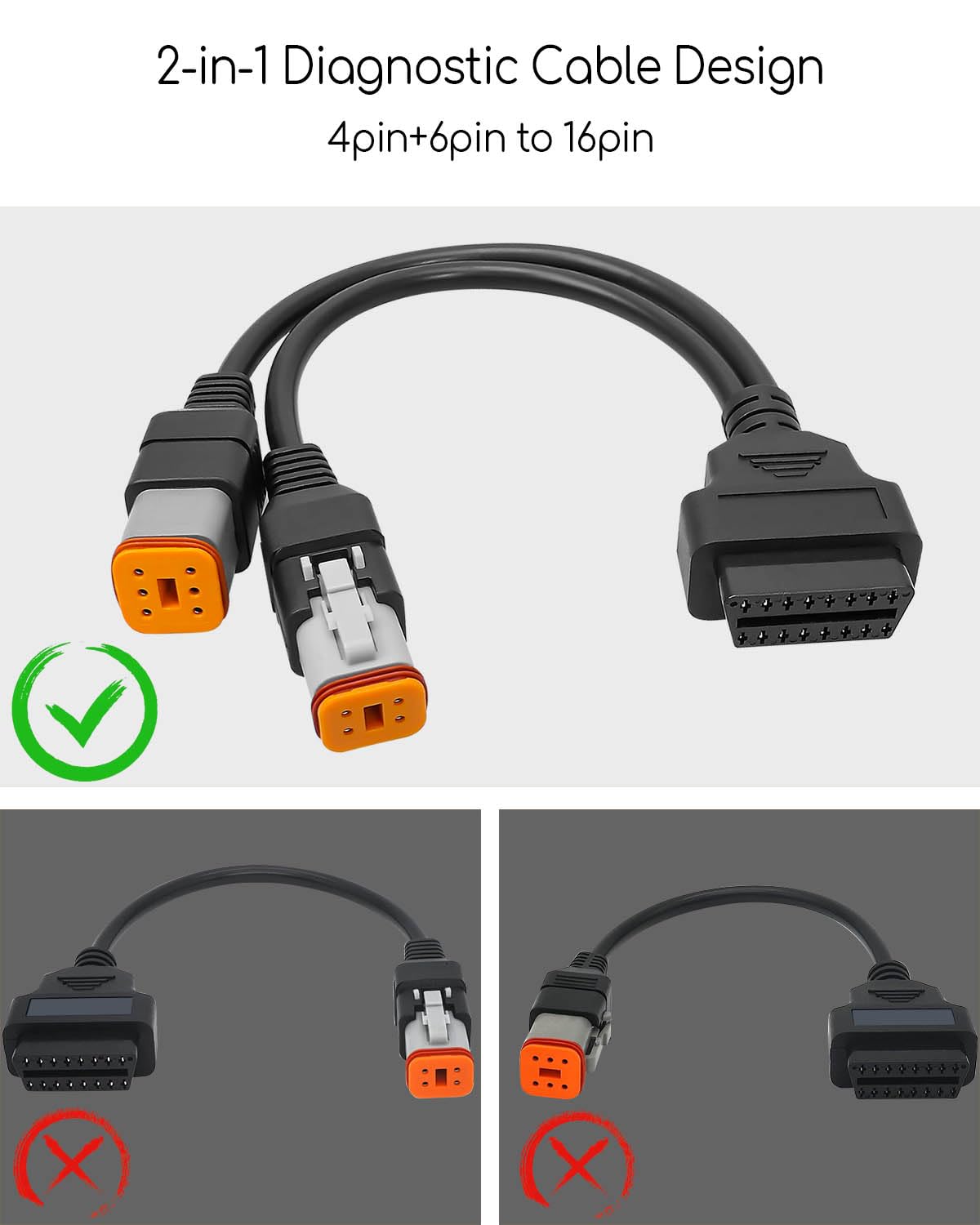 Amazon.co.jp: Obd2 スキャナー診断アダプターケーブル 4+6ピン 2イン1