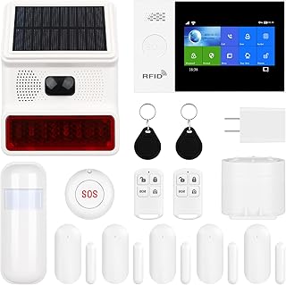 Home Alarm System -DIY Wireless 4G WiFi Burglar Alarm System kit with APP- Compatible with Alexa & Google Assistant-4.3 inch Touch Screen Panel（NO Monthly Fees+4G+WiFi）