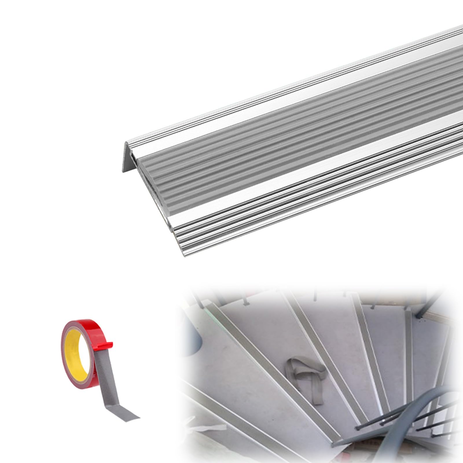 Perfil Autoadhesivo Para Escaleras - Cantonera Protectora De PVC Antideslizante, Esquinas Para Baño, Cocina Y Peldaños, Fácil Instalación (Rojo, S)