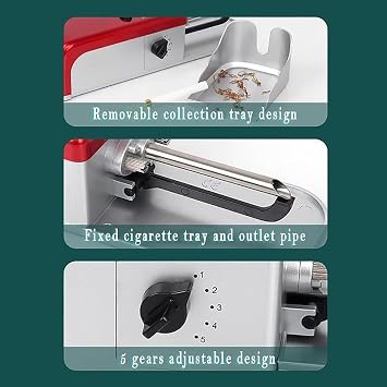 Electric Cigarette Rolling Machine, Fully Automatic Cigarette Rolling Machine, 5 Levels of Tightness Adjustment, 5.5/6.5/8.0 Rollable Size, Smoke Out in 2 Seconds, Low Noise, Durable