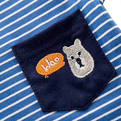 Conjunto de roupas infantis para bebês e meninos de verão com listras e manga curta + shorts