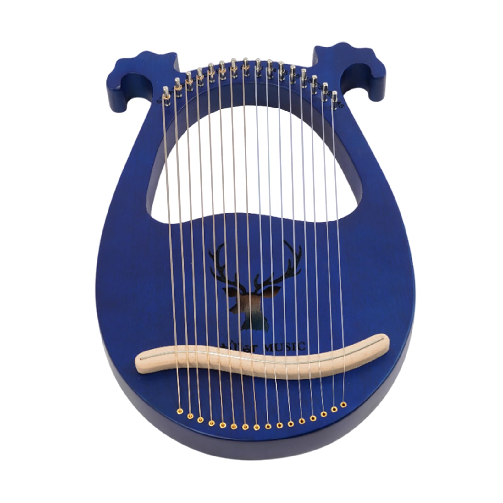 Harfe Instrument | Massivholz Lyre Instrument | Tragbare 16 Metallsaiten Lyre Harfe | Kleine Leierharfe 16 Saiten für Erwachsene/Kinder/Anfänger, Blau