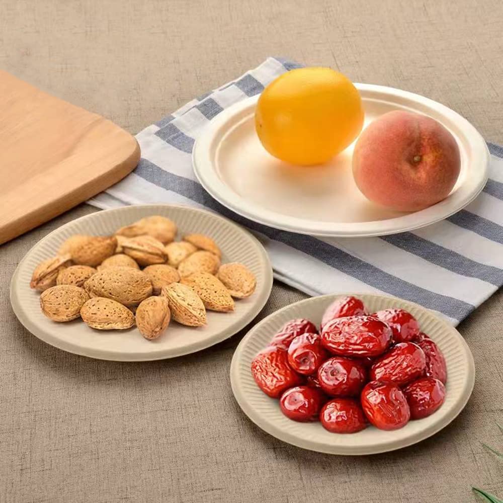 Lot De 50 Assiettes En Papier 100% Super Rigides Naturelles