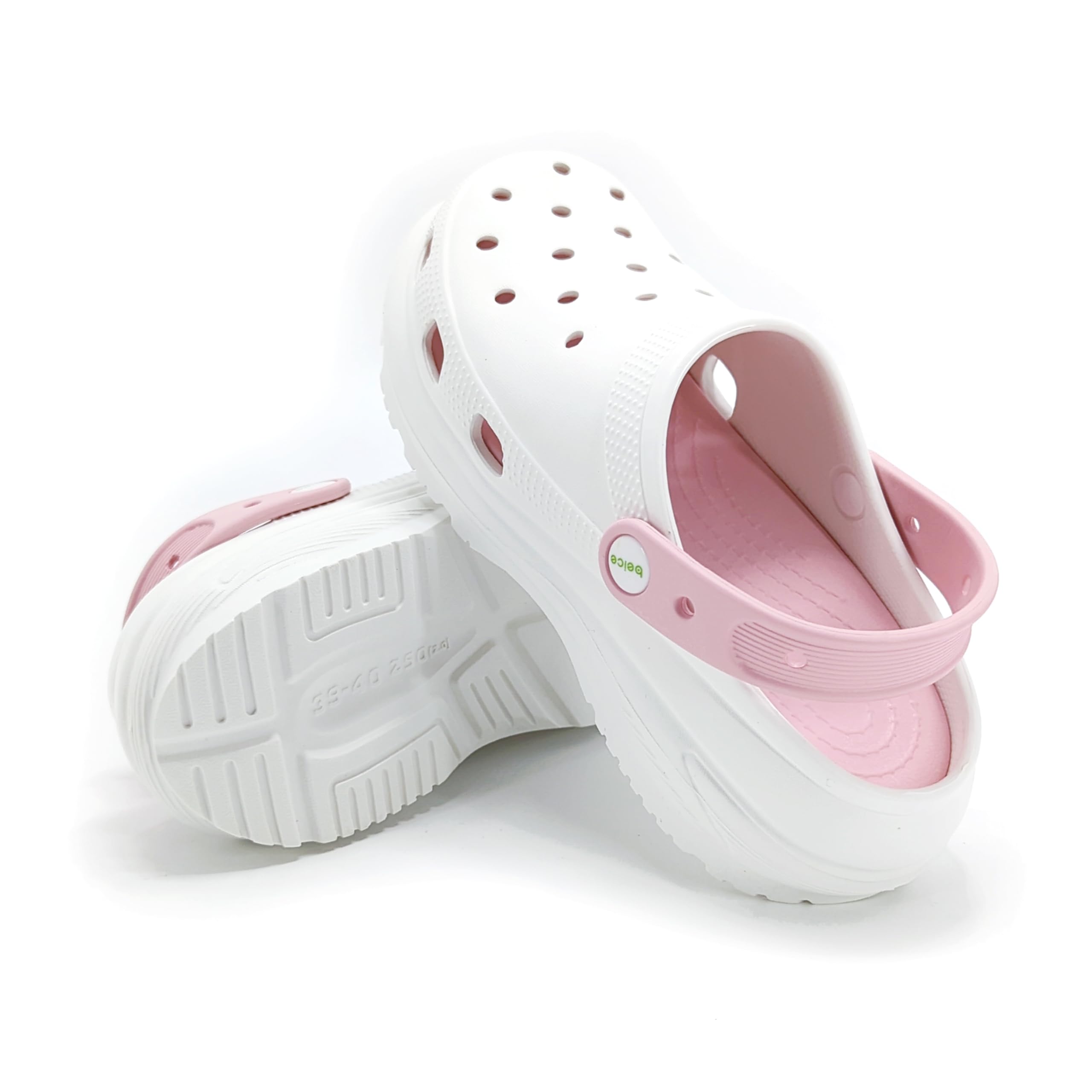 Beice Eva Easy Light Weight Sandals For Women | Comfortable and with Adjustable Back Strap | Water Resistance Clogs (Pack of 1) (White/Pink, 4) (B0D7QJNLWP) Amazon Price History, Amazon Price Tracker