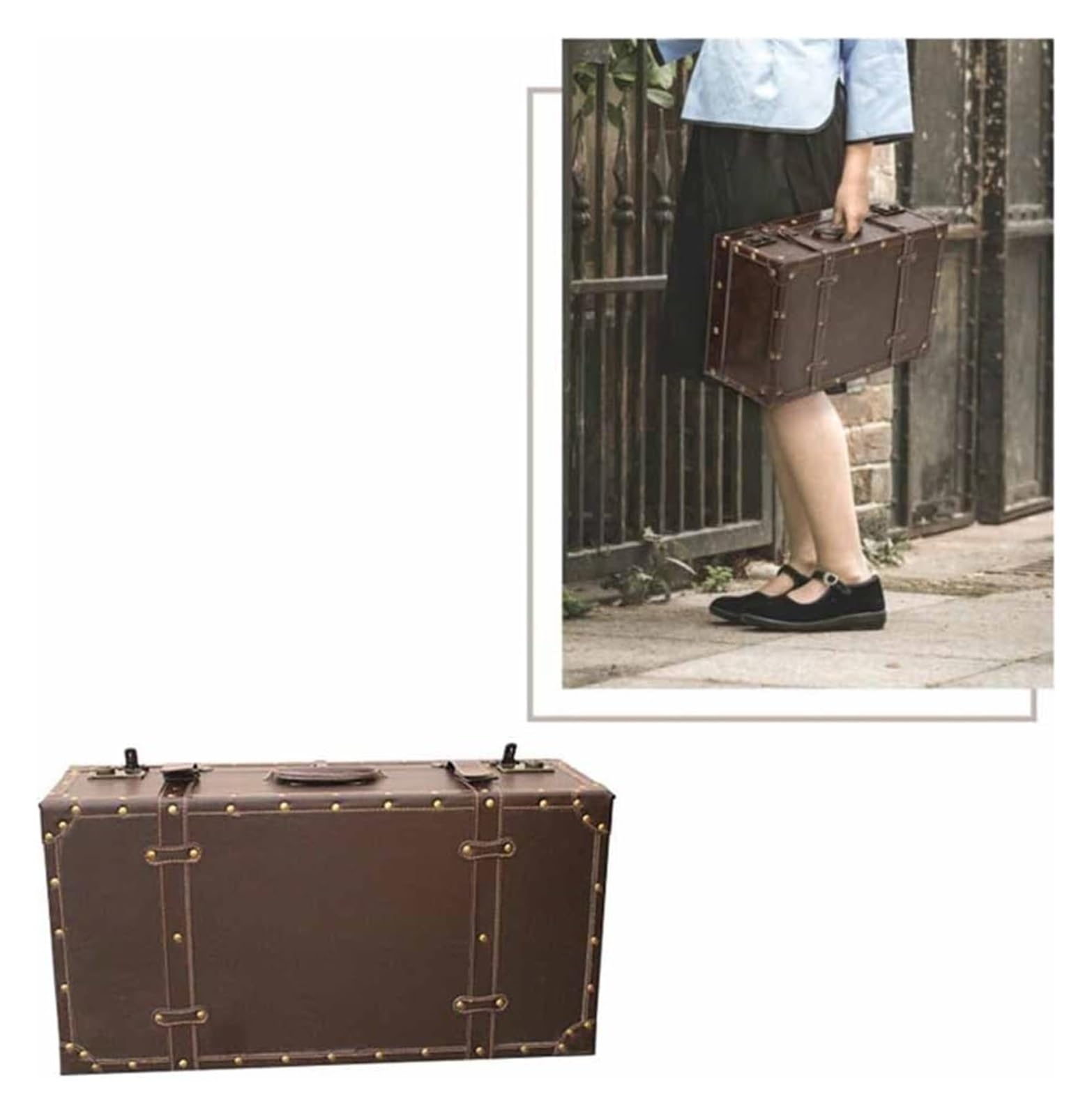 Walizka vintage, walizka vintage, skrzynia skarbów, pudełko do przechowywania walizek w stylu vintage, rekwizyt fotograficzny, organizer o dużej pojemności, do dekoracji okien