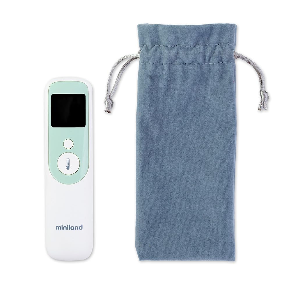 Miniland - Thermosense Plus, Termómetro Digital 3 en 1 (Frente + Oído + Líquidos), Medición Precisa 1 Segundo, Termómetro Bebé con Detección Automática, Indicador Fiebre, 40 Registros de Memoria