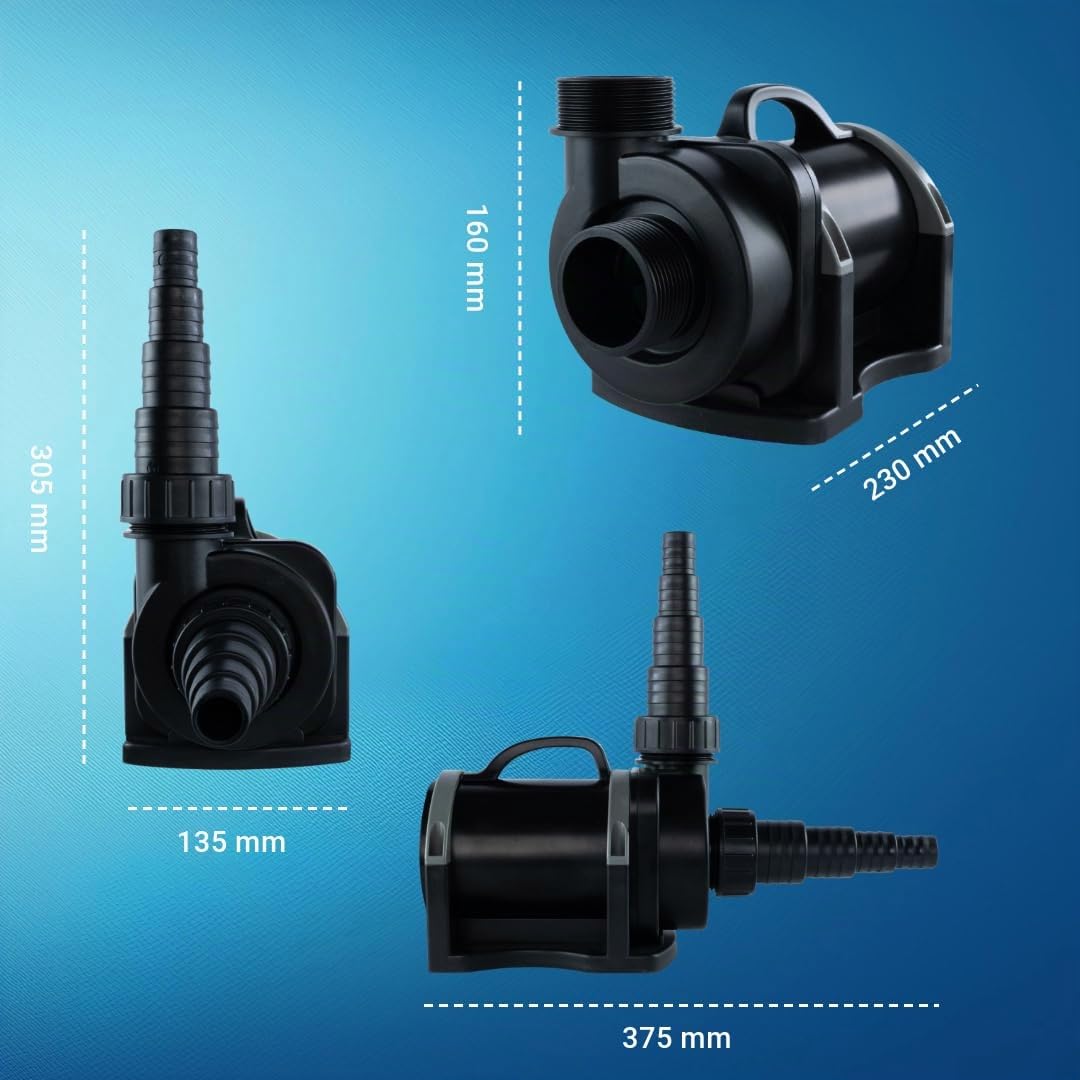 Jebao Pumpe etx20000 zur Trockenaufstellung 18500 L/H, ECO nur 155W, 3,7m Förderhöhe, 12m Kabel, Teichpumpe | Gartenpumpe | Filterpumpe | Wasserpumpe | Brunnenpumpe | Gartenteichpumpe