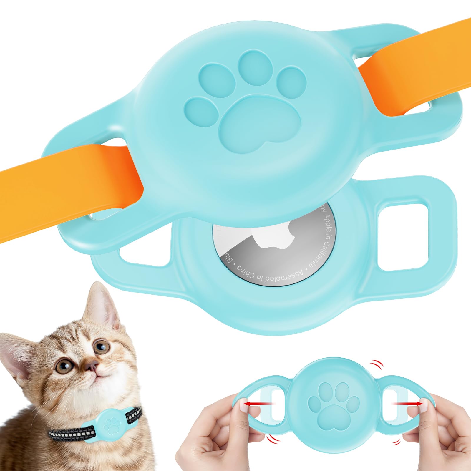 2Pack Airtag Holder, IPX8 Waterproof Airtag Holder for Small Dog & Cat Collars, Silicone Mount for AirTags Within 1/2 inch Collars